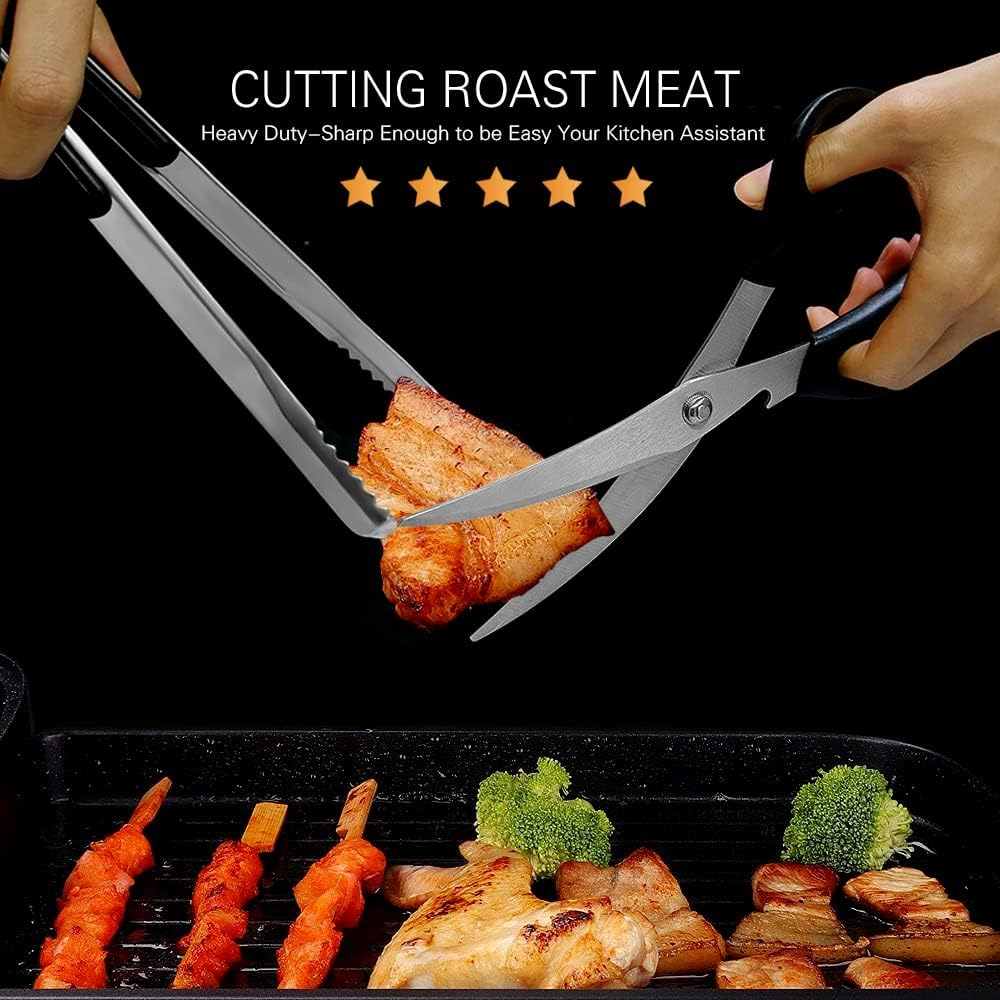Kitchen Shear Multifunctional Stainless Steel Kitchen Tongs Scissors Set Sharp and Durable Suitable for Poultry Scissors and Food Scissors image number 1