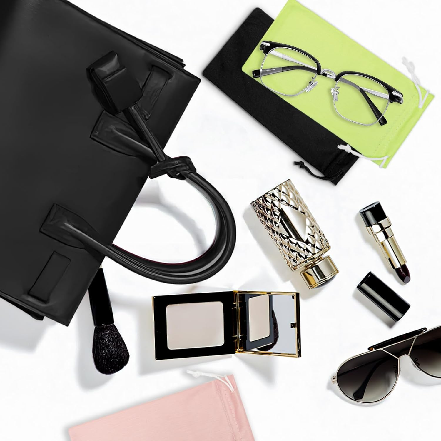 GTILE 24 PCS Colorful Microfiber Glasses Pouch, Soft Sunglasses Pouch, Portable Drawstring Pouch, Eyeglass Pouch Women Men image number 1