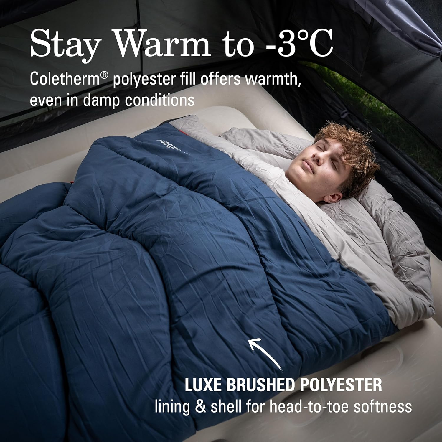 Coleman Mudgee Tall Sleeping Bag | 208X100Cm, All Weather, Polyester Fill with Extra Heat Retention, XL Stuff Sack, Brushed Polyester Shell & Lining, Comfort Cuff for Neck, Snag-Free Zips image number 6