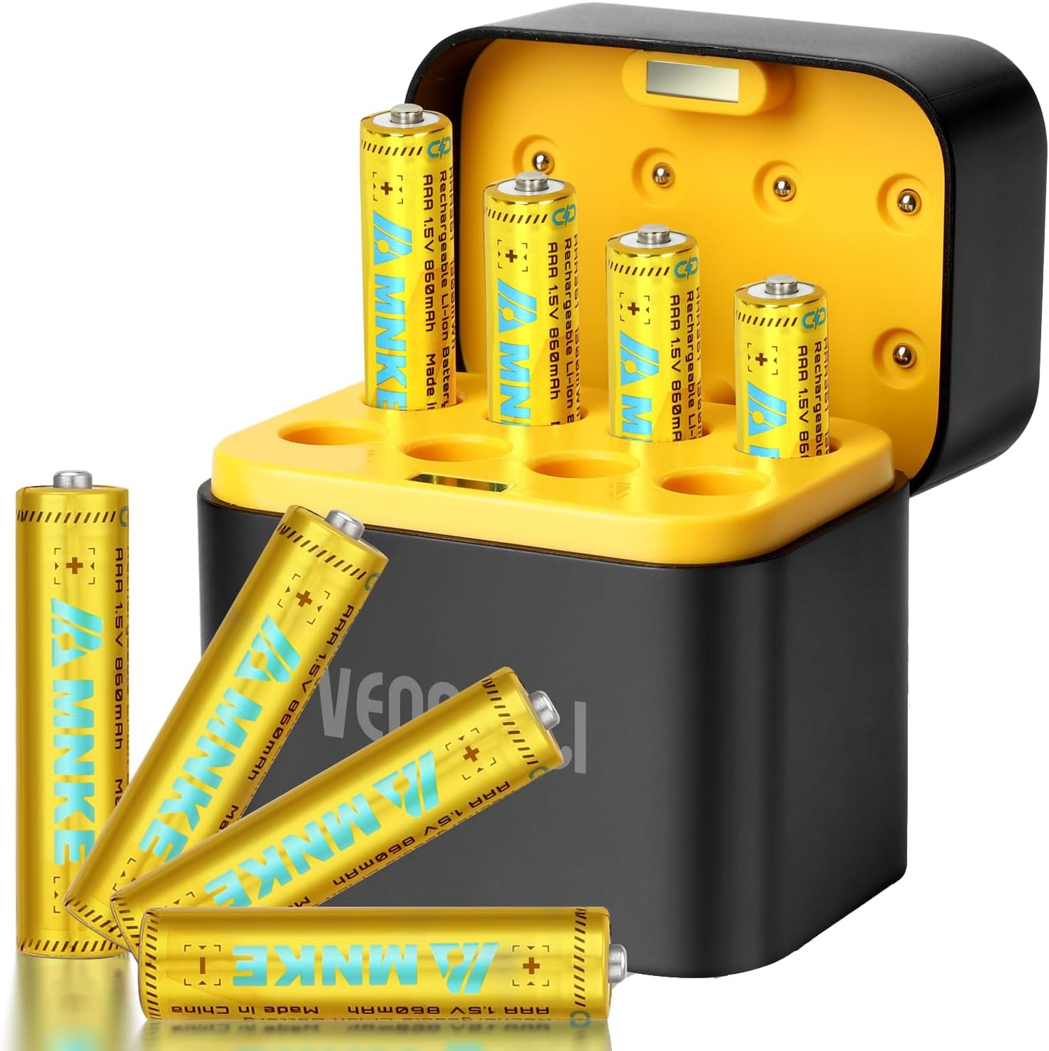 4PCS AA/AAA Rechargeable Lithium Batteries 1.5V Total 8PCS Batteries with Magnetic Charger High-Capacity 1000+ Cycles of Use Ultra-Long Lasting Time 3H Fast Charge with LED Charge Indicator