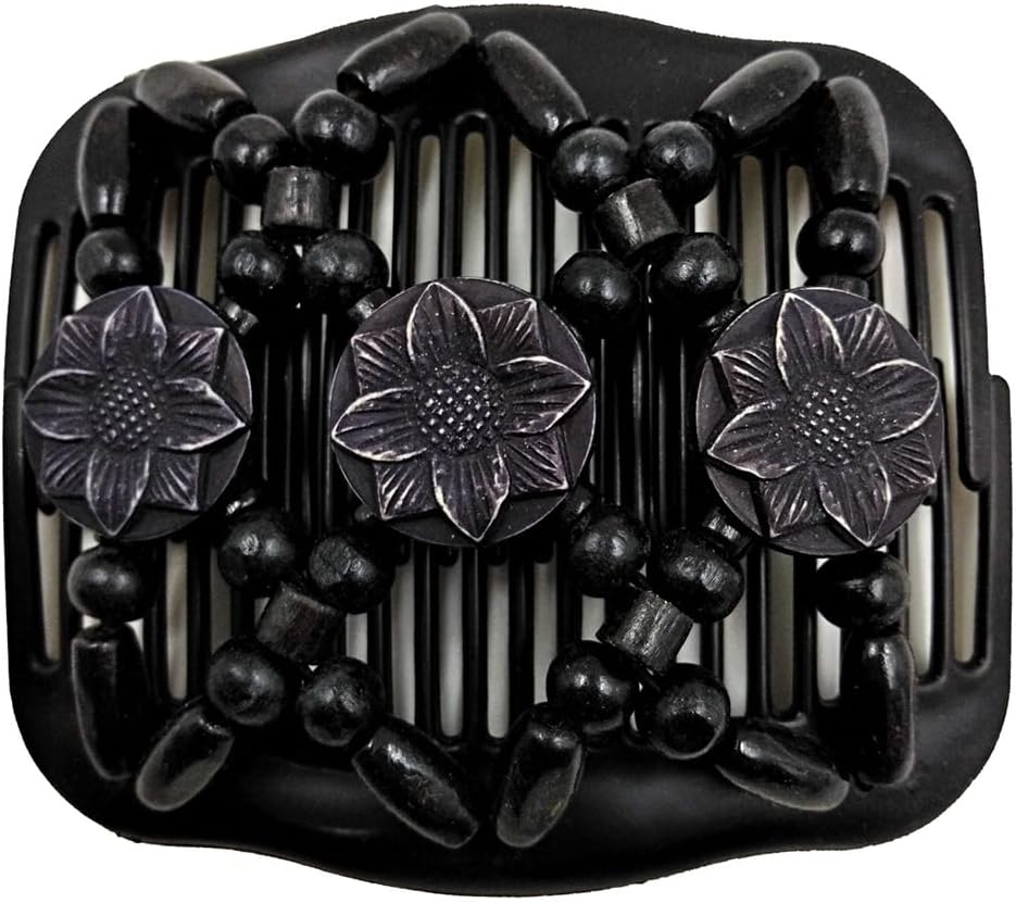 OQKAHIV Hair Comb with Elastic Beads and Stretchy Hair Clip, 1 Piece Magic Hair Comb Double Clip for Girls, Beautiful Hair Accessories Elegant Hair Clip for Women, Hair Styling Hair Comb image number 2