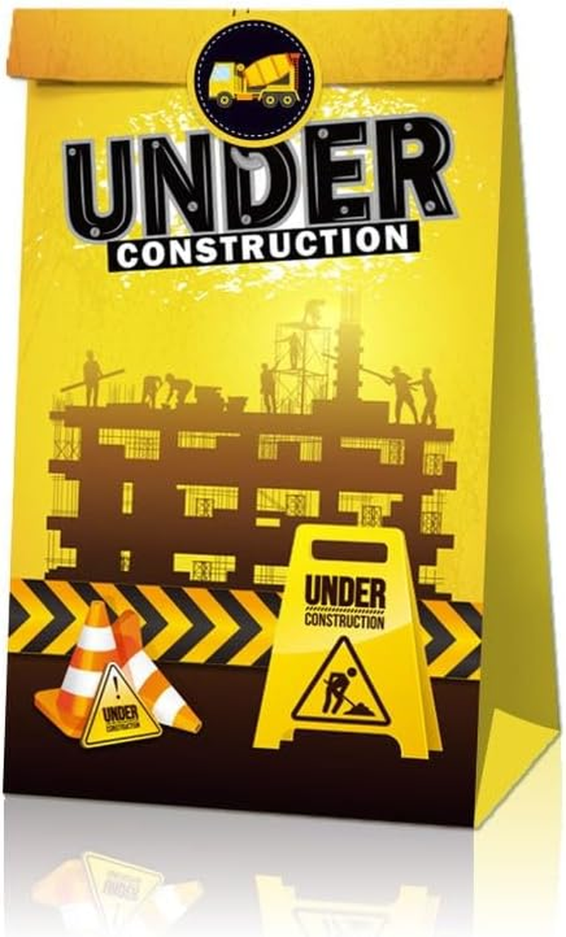 12X Construction Digger Excavator Vehicles Party Supplies Favour Box Birthday Party Decoration Treat Box Gift Box Gable Box Gift Bag Themed Favours Bag