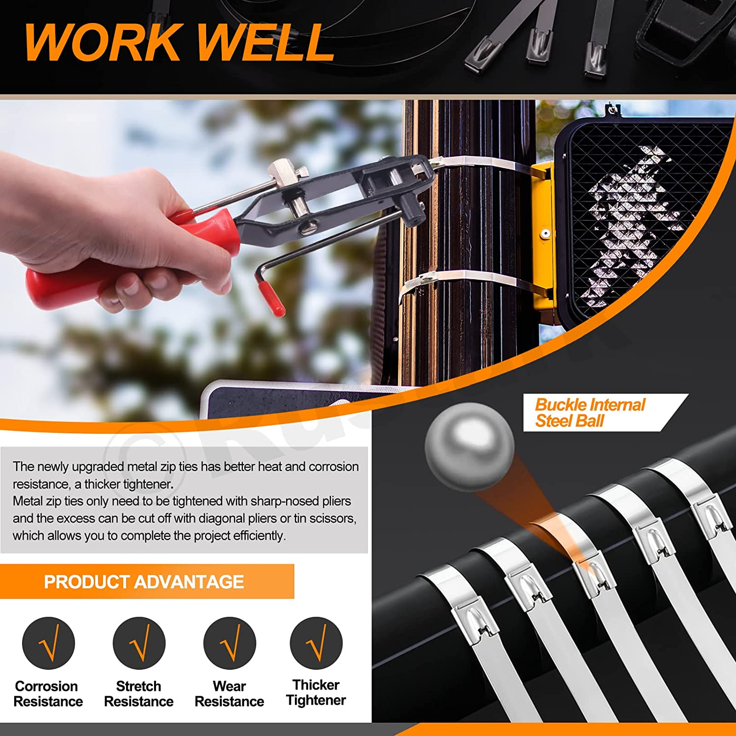 37Pcs 4" 8" 14" Automotive CV Joint Boot Clamp Pliers with 304 Stainless Steel CV Joint Boot Band Clamps Adjustable Assortment Kit Axle Clamp Tool for Auto, ATV image number 2