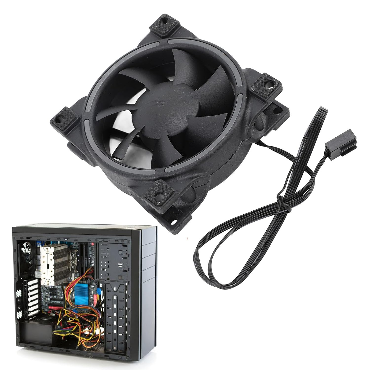 80 Mm PWM PWM Silent MFDB Cases Fans for PC Cooling Fans, Intelligent Temperature Control for Work and Games Can Be Used (Black)