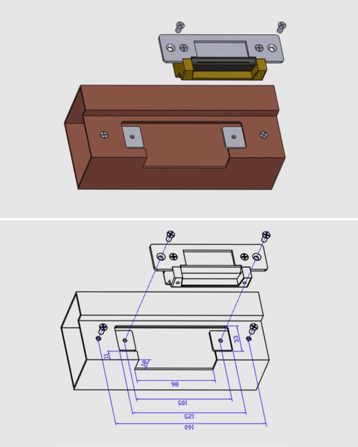 EMIHO Heavy Duty Electric Strike Lock ANSI Standard Fail-Secure/Fail-Safe Adjustable Fit for DC Electric Door Lock Door Access Control System Mortise or Cylindrical Lock, Input Voltage 12VDC