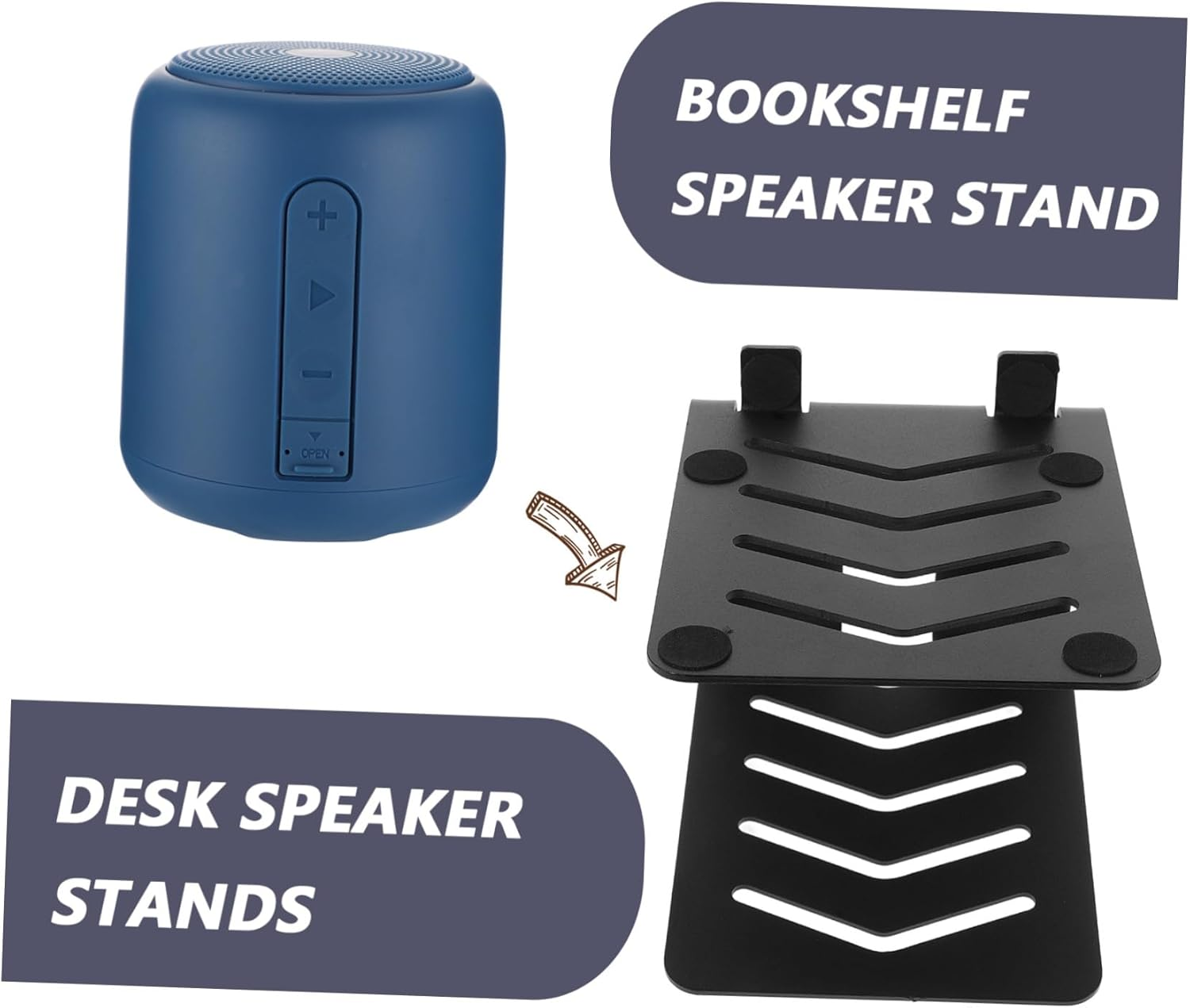 Alasum Audio Elevated Rack Metal Speaker Stands for Desktop Hifi Speaker Cooling Stand Storage Computer Gaming Desk image number 2