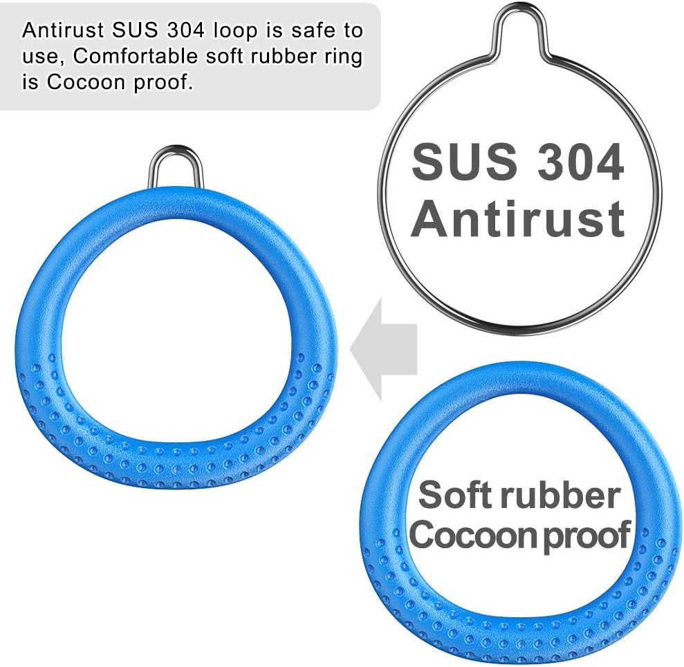 Dolibest Non-Slip Gymnastics Rings Kids Monkey Bars Swing Trapeze Bar with Adjustable Straps (41.7Inch) Home Fitness Full Body Workout Ninja Warrior Obstacle Course Blue (2Pack） image number 6