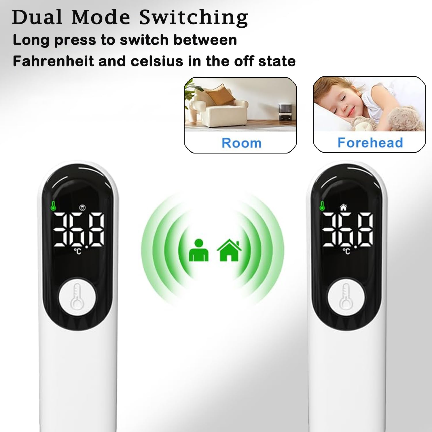 Touchless Baby Thermometer, Infrared Forehead and Ear Digital Thermometer, Medical Temporal Thermometers for Adults, Kids, Baby, Portable, with LCD Screen, Fever Alarm & Silent Mode image number 1