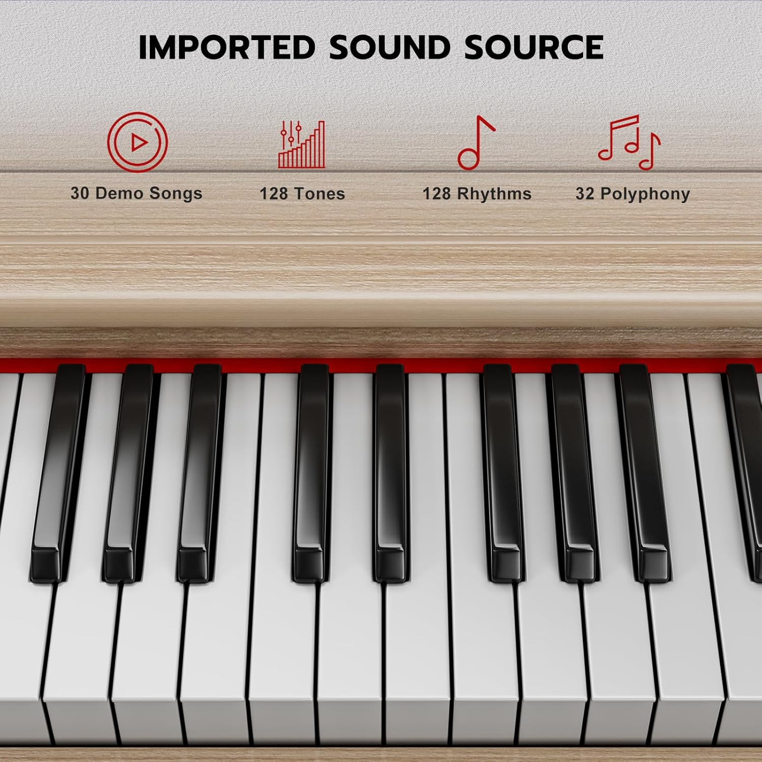 UMOMO 88 Key Weighted Digital Piano, 88 Key Electric Piano for Beginner/Adults with Music Stand, Power Adapter, 3 Pedal, Headphone Jack, Beige image number 1