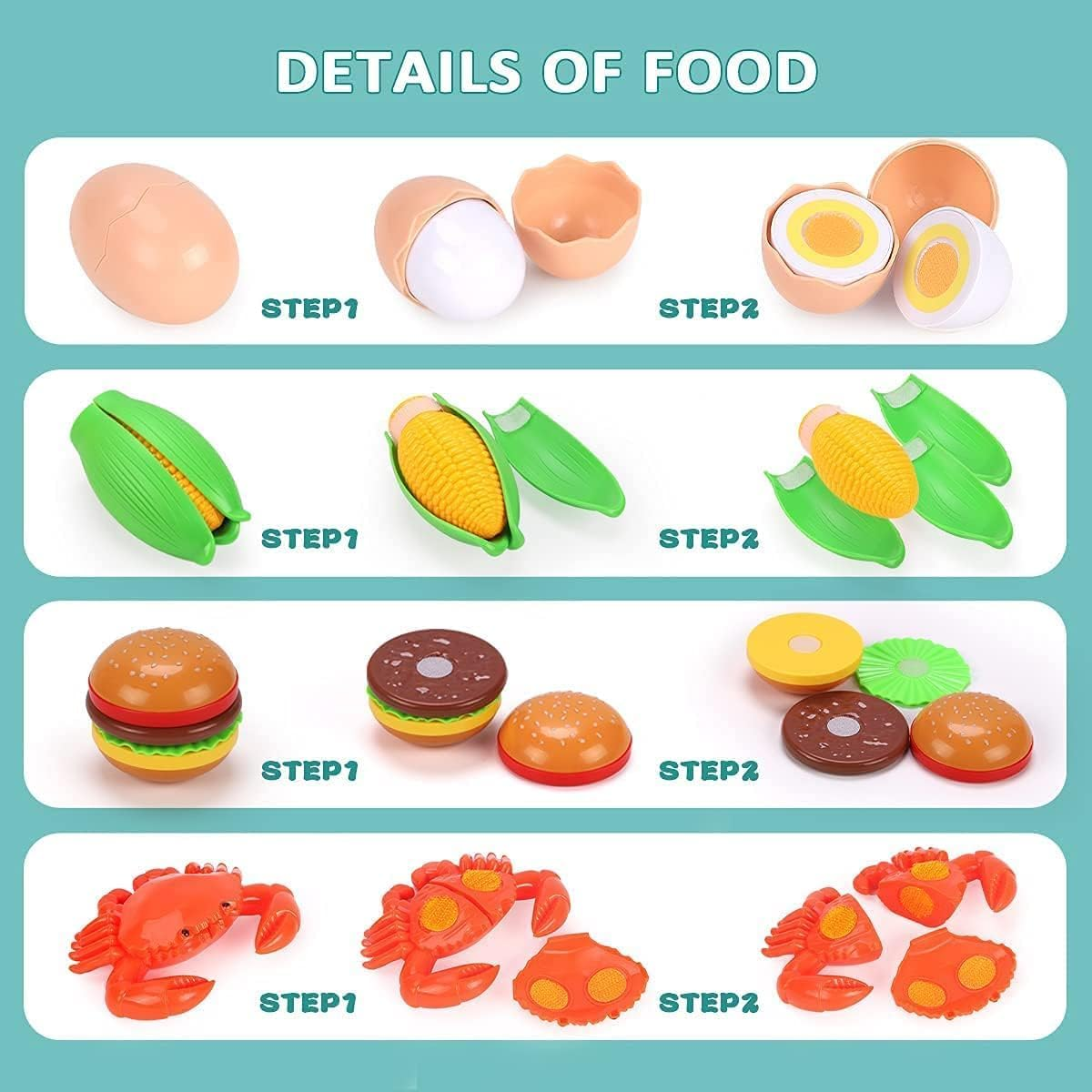 Kaekid Cutting Play Food Toys for Kids Kitchen, Pretend Role Play Toys with Basket, Preschool Educational Toy for Toddlers Boys Girls image number 2