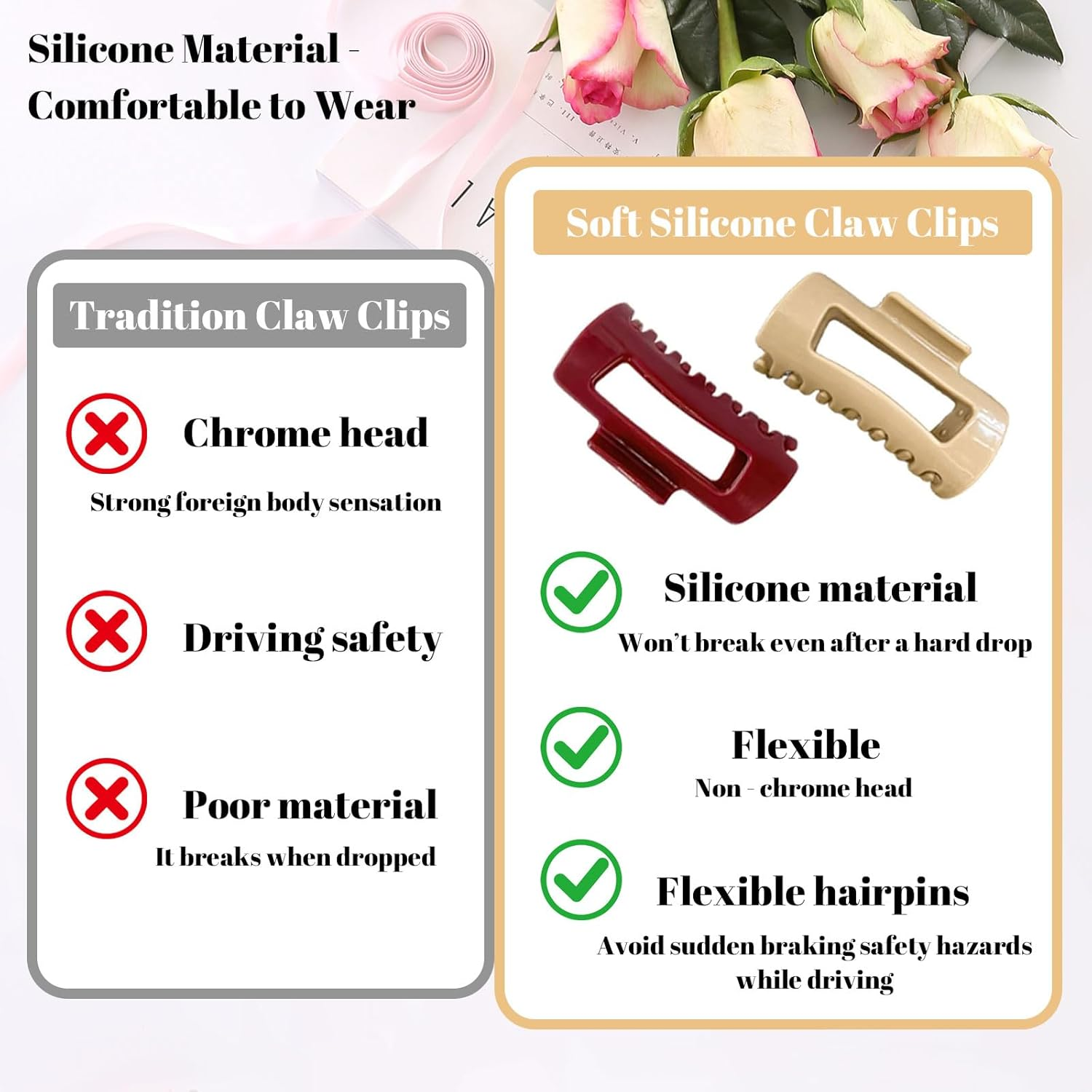 Muorruo 4 Pieces Cloud Clip, Soft and Flexible, Cozy Claw Clip, Non-Removable Hair Clip for Women, Large Non-Slip Hair Clips for Thick Hair, Hair Styling Accessories image number 6