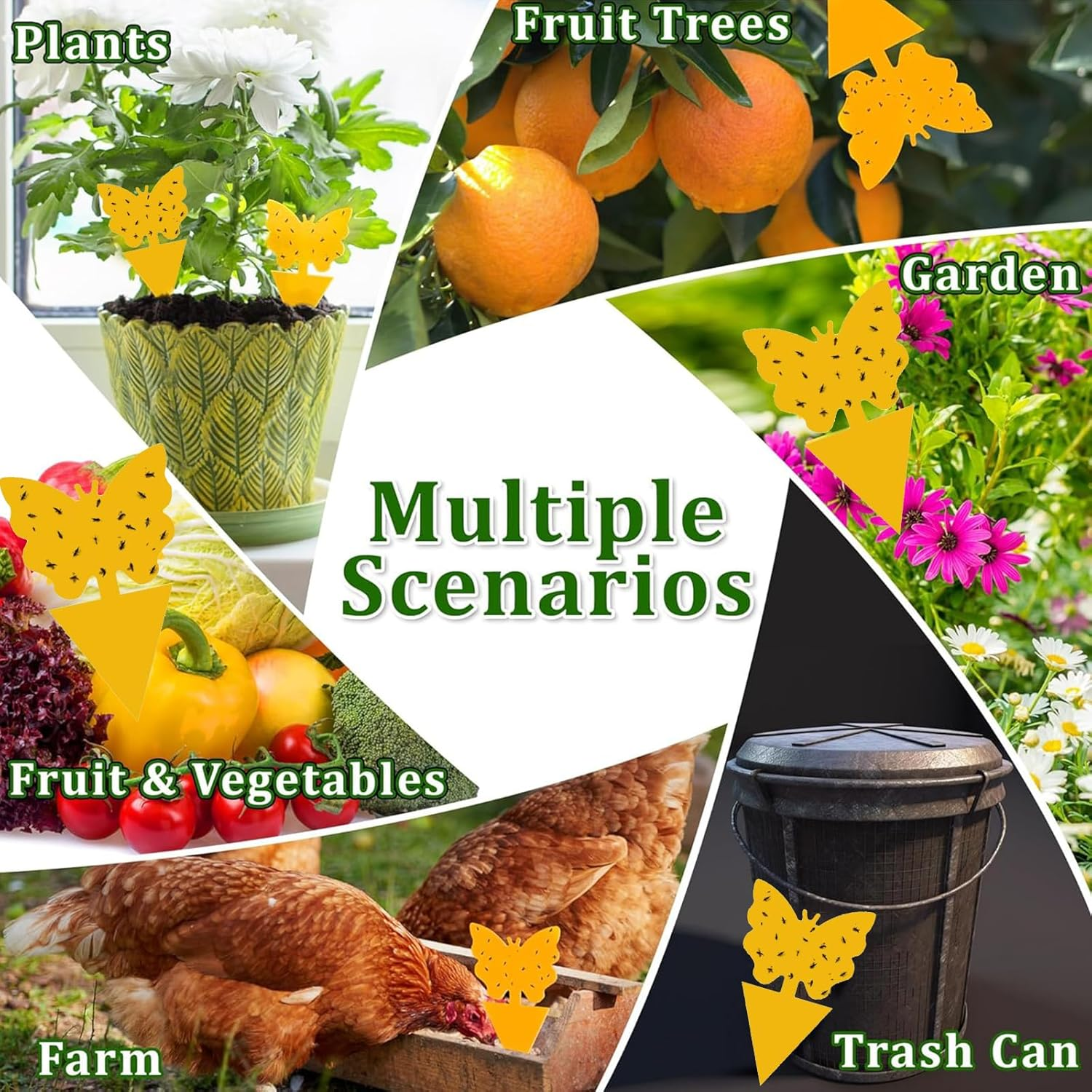 60 PCS Fruit Fly Traps, Dual-Sided Sticky Insect Catchers for Mosquitoes, Gnats, Flies, and Other Pests, Indoor & Outdoor Bug Traps for Plants, Vegetables, Fruits, Patio, and Garden image number 4