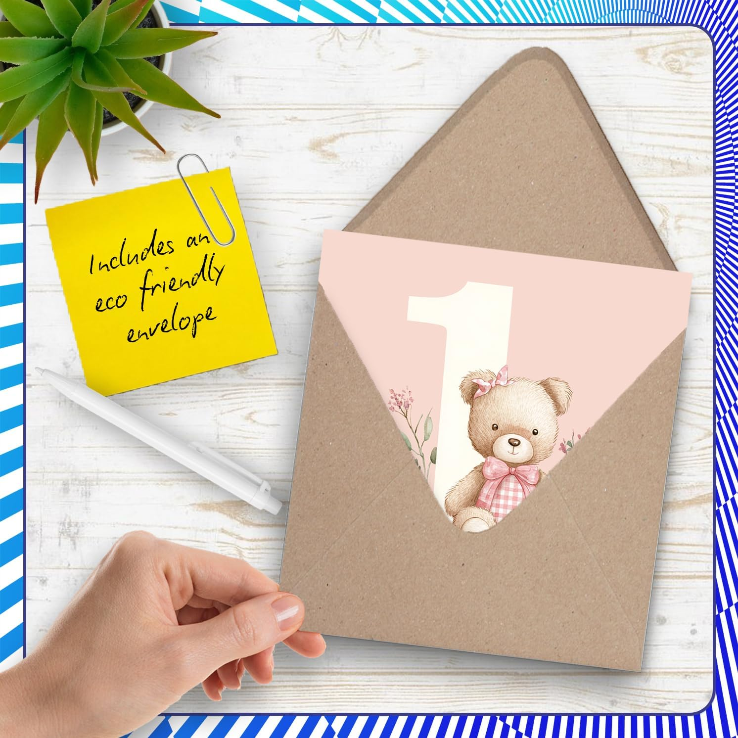 1St Birthday Cards for Girls - Number Bears - Happy Birthday Card for 1 Year Old Girl Sister Niece Daughter Step Daughter, 145Mm Bday Greeting Cards