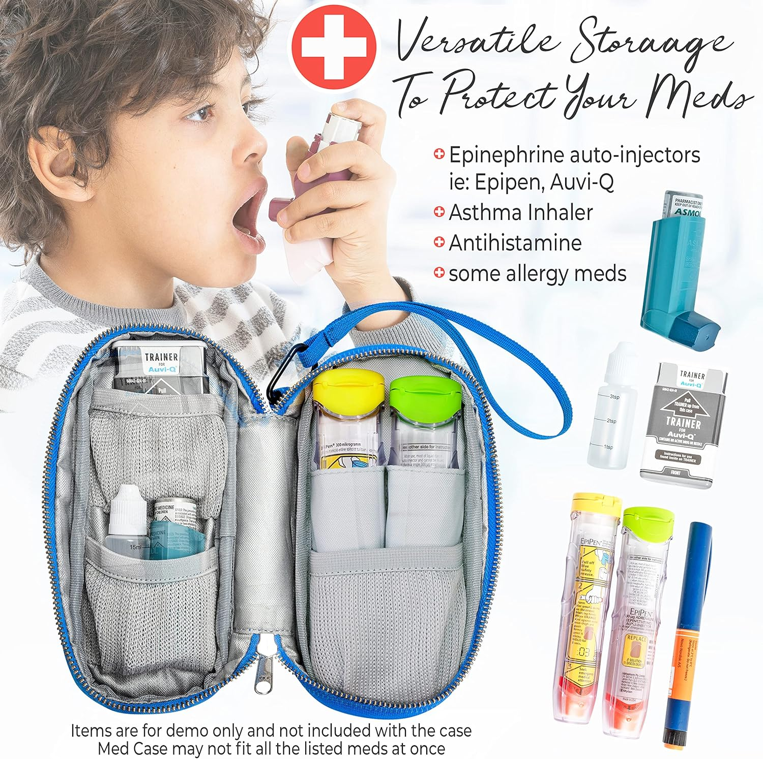 Pracmedic Bags Epipen Case - Epi Pens Carrying Case- Medical Case for Kids - Insulated to Hold Inhaler, Epi Pen, Auvi Q, Epinephrine, Allergies Medication - Medicine Bag for Traveling (Blue) image number 6
