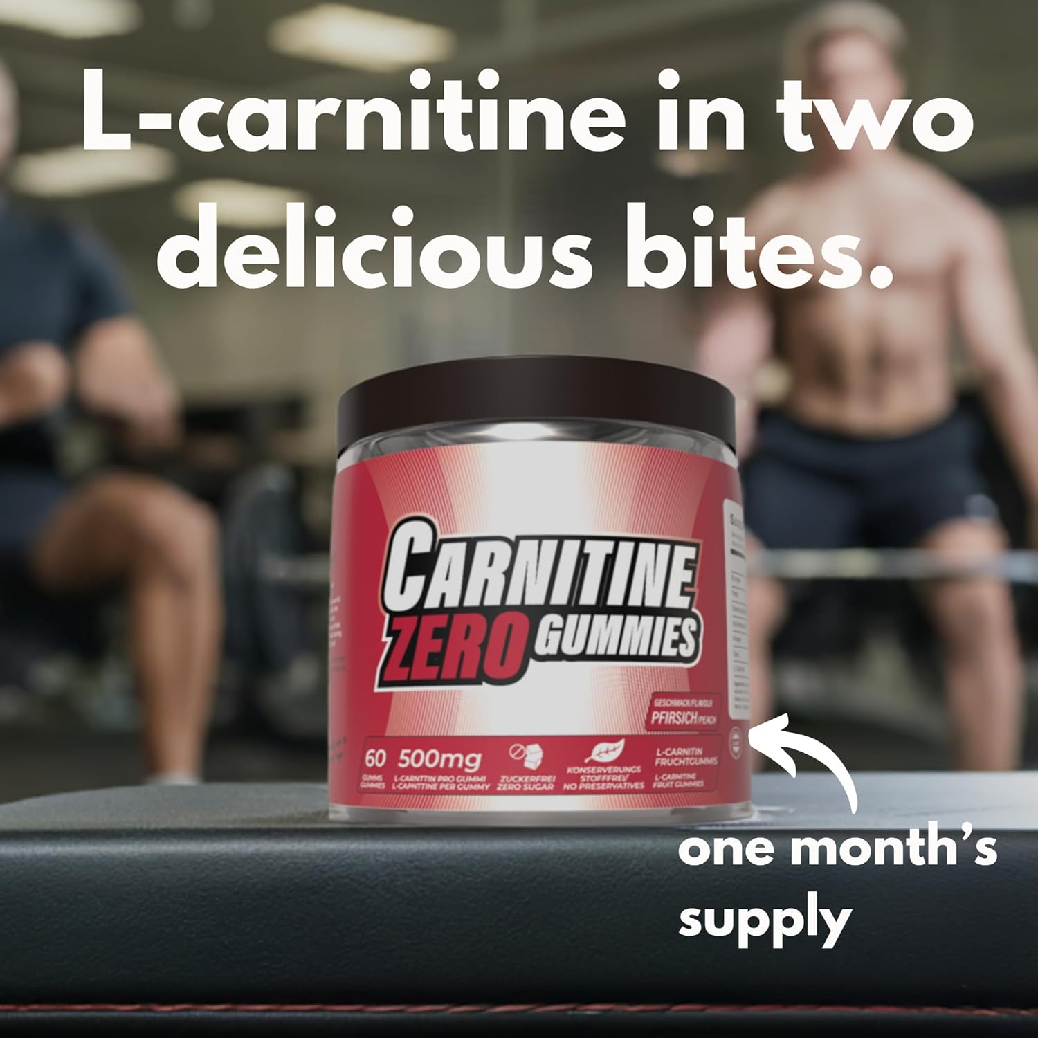 L-Carnitine Gummies 1000Mg &ndash; L-Carnitine Supplement for Natural Energy & Active Lifestyles &ndash; Tasty & Convenient &ndash; 60 Gummies, Peach Flavored - 30 Serves image number 3