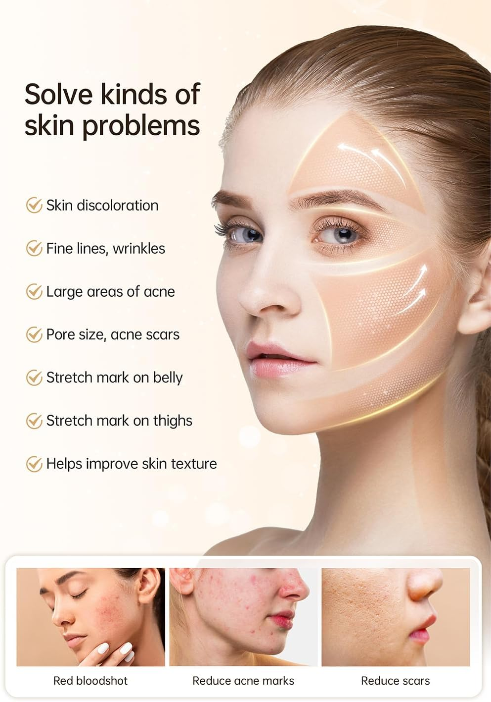 Hydra Pen H5 Professional Skin Renewal Device with EMS Microcurrent & Auto Serum Infusion, Wireless LED Beauty Tool for Facial Revitalization, Appearance Refinement and Hair Care Support - Golden image number 2