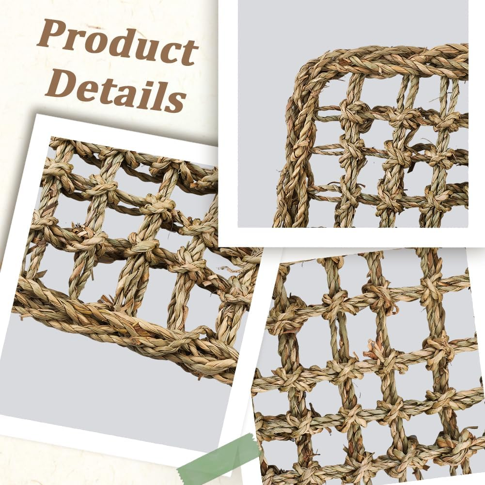 GORGECRAFT Pack of 3 Seagrass Bird Mats for Parrots Parakeets Natural Grass Woven Net Climbing Rope Ladder Hammock Cage Accessories for Lovebirds Budgies Cockatiels Pigeons image number 6