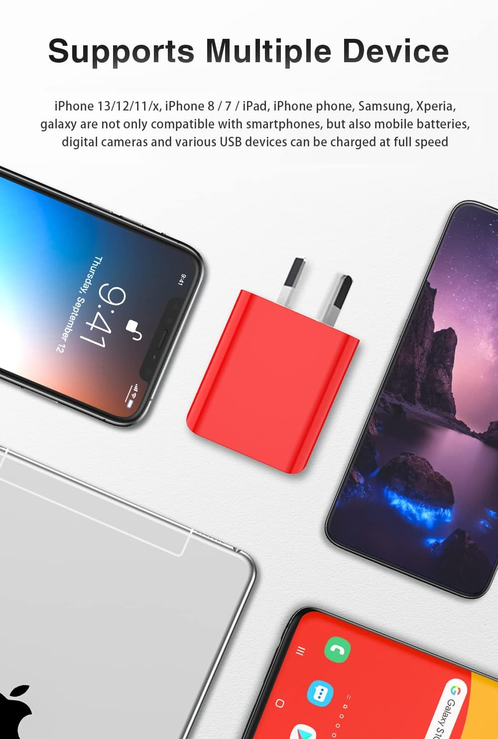 SCHITEC USB Wall Charger 4 Pack 5V/2.1A Dual 2 Port USB Plug Portable AU Mains Power Adapter Charger Compatible with Iphone Xs/X / 8/8 plus / 7 / 6S / 6S Plus, Pad, Galaxy Note 5 / Note 4, HTC, Moto image number 2