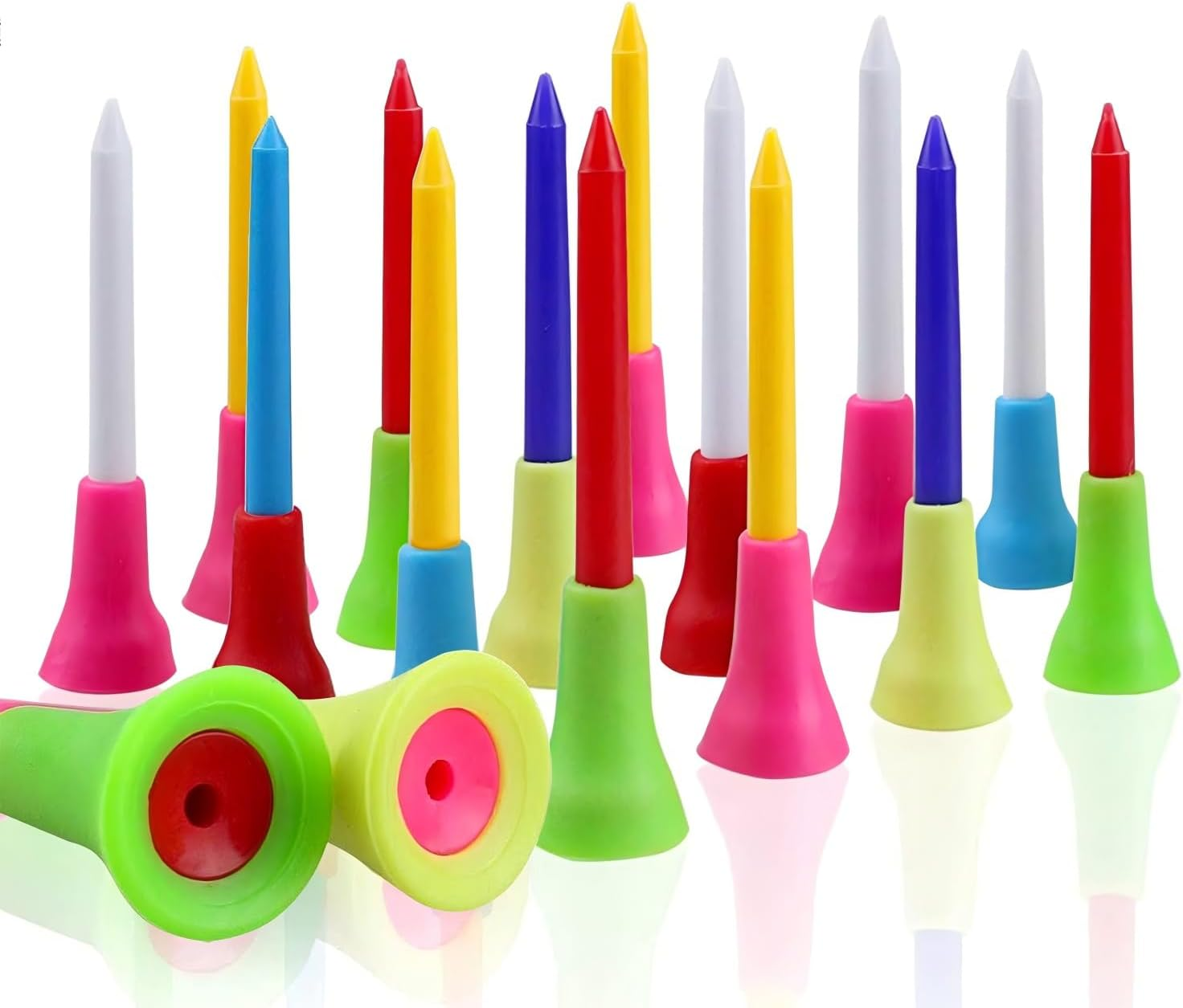 50 Pcs Durable Rubber Cushion Top Golf Tees, (3-1/4, 83Mm) Premium Plastic Golf Tees, Excellent Durability and Stability Tees, Mixed Colors, Golf Training Accessories, Golfer or Family image number 5