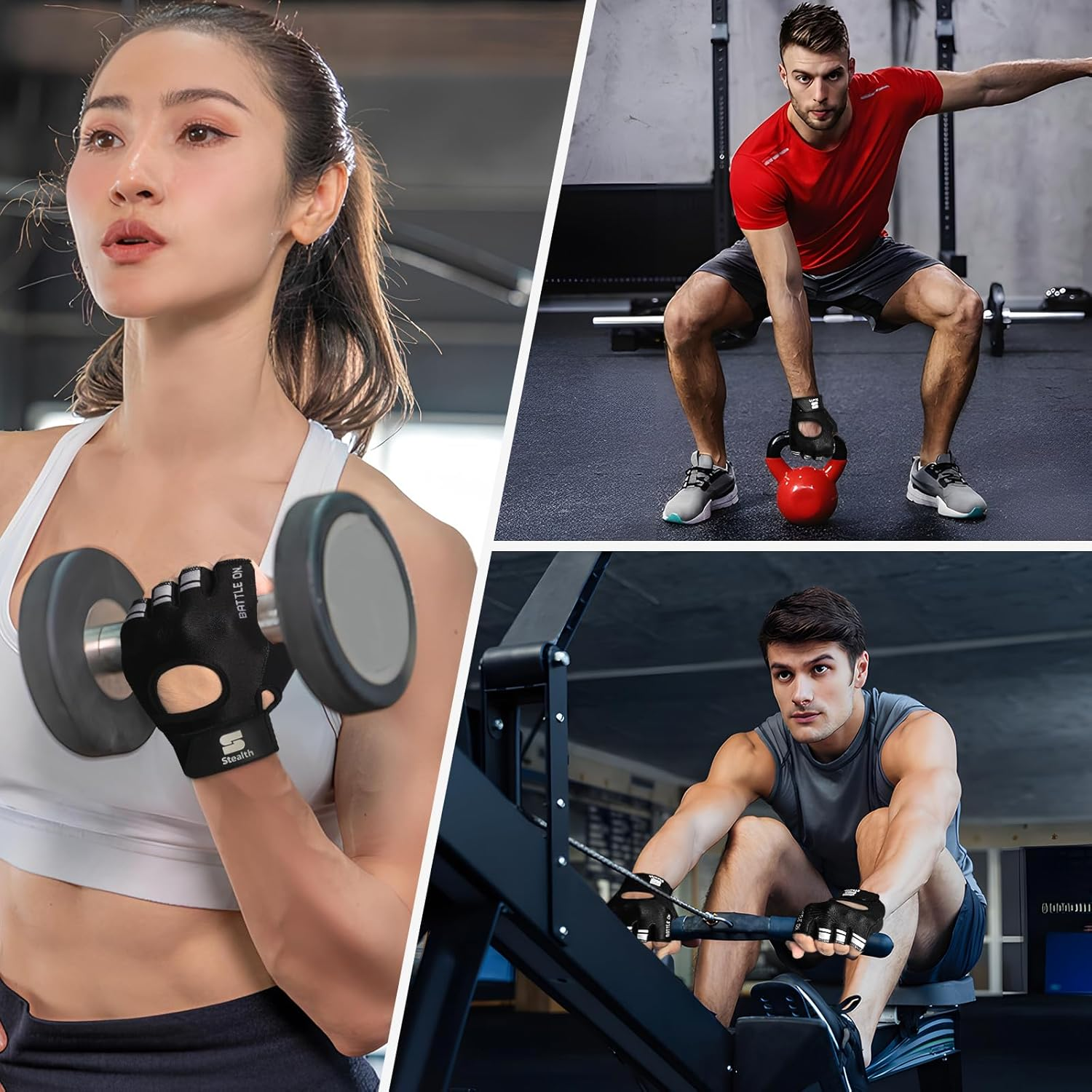 Stealth Sports Fingerless Workout Gloves &ndash; Padded, Anti-Slip Weight Lifting Gloves for Men and Women &ndash; Breathable Gym Gloves for Cycling, Fitness, Rowing, and Training - X1