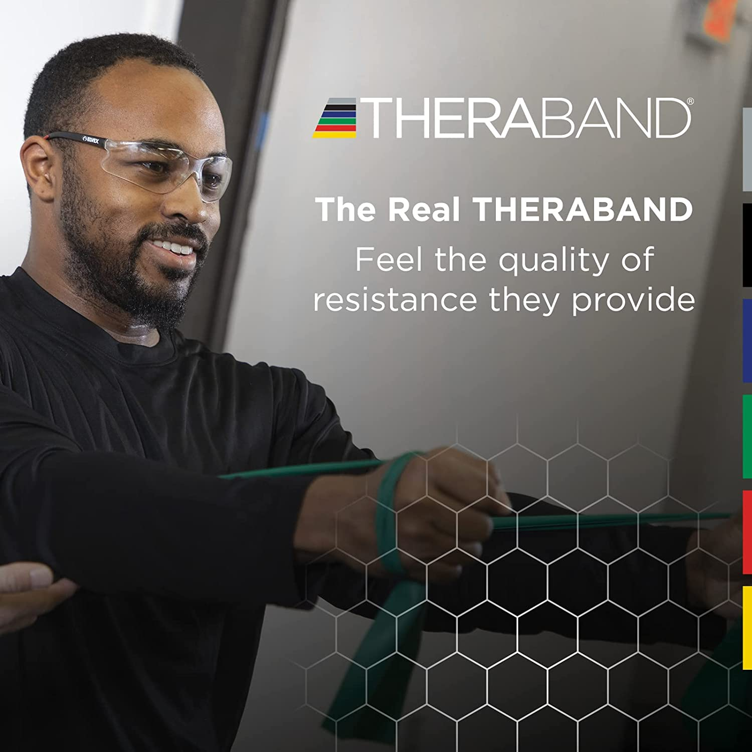 THERABAND Professional Latex Resistance Bands, Individual 6 Ft Elastic Band for Upper & Lower Body Exercise, Physical Therapy, Pilates, At-Home Workouts, 6 Foot Band, Yellow, Thin, Beginner Level 2 - Green - Heavy - Intermediate Level 1 image number 3