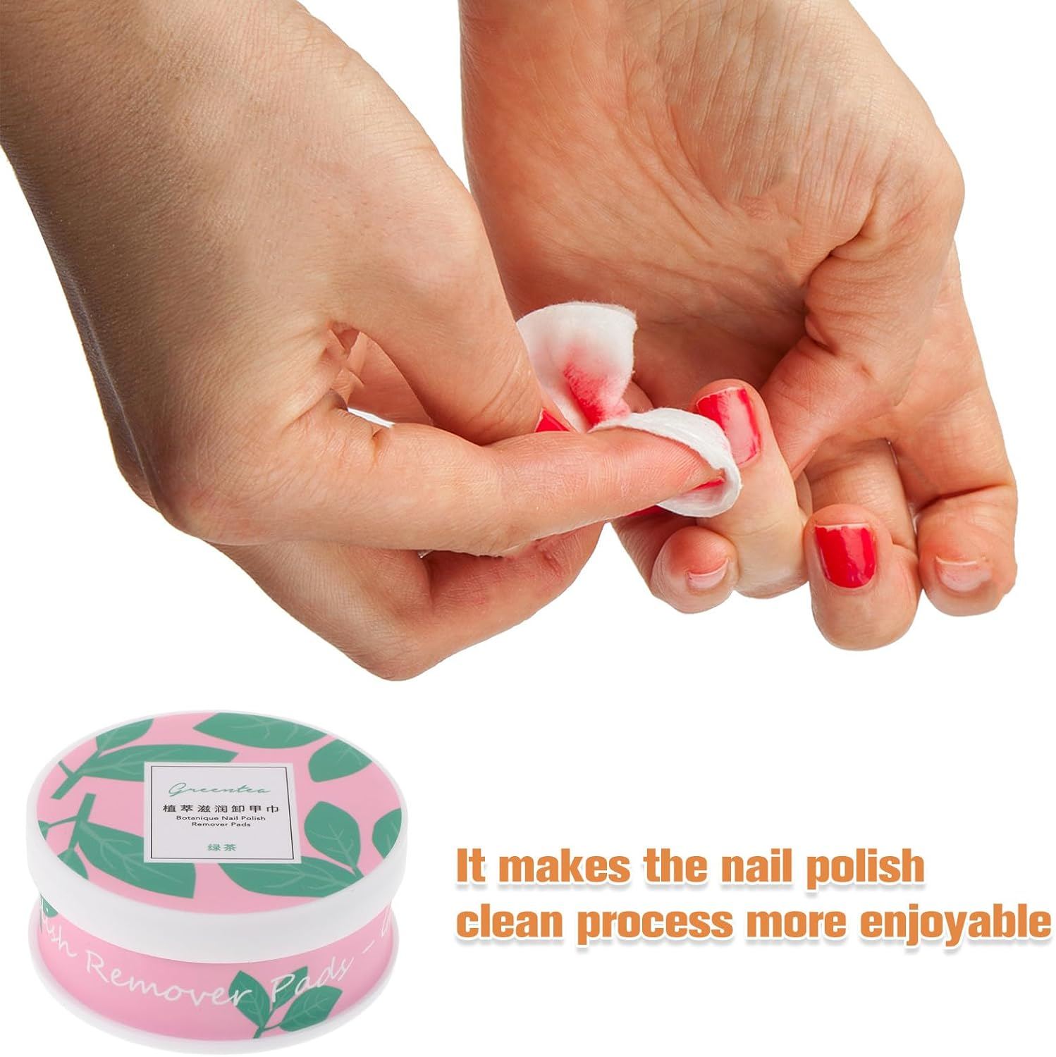 HAMPPLIES Gel Nail Polish Remover Pads 48Pcs with Green Tea Scent, Disposable Nail Polish Remover Wipes for Gentle, Non-Irritating Cuticle Care, Suitable for Travel and Salon Use image number 1