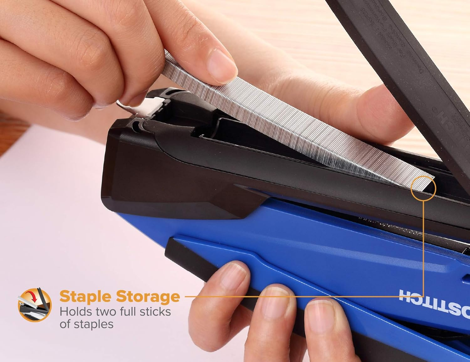 Paperpro Inpower20-3 in 1 Stapler - One Finger, No Effort, Spring Powered Stapler, Blue (1122) - Black/Gray image number 2