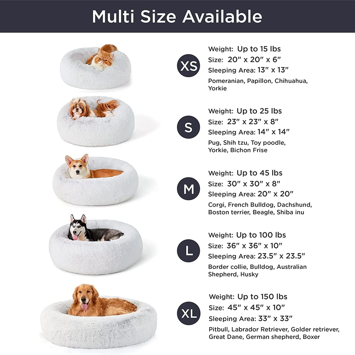 STORMHERO Calming Dog Bed, Cat Bed Fluffy Warming Cozy Soft, Pet Bed for Small Medium Dogs and Cats, White image number 3