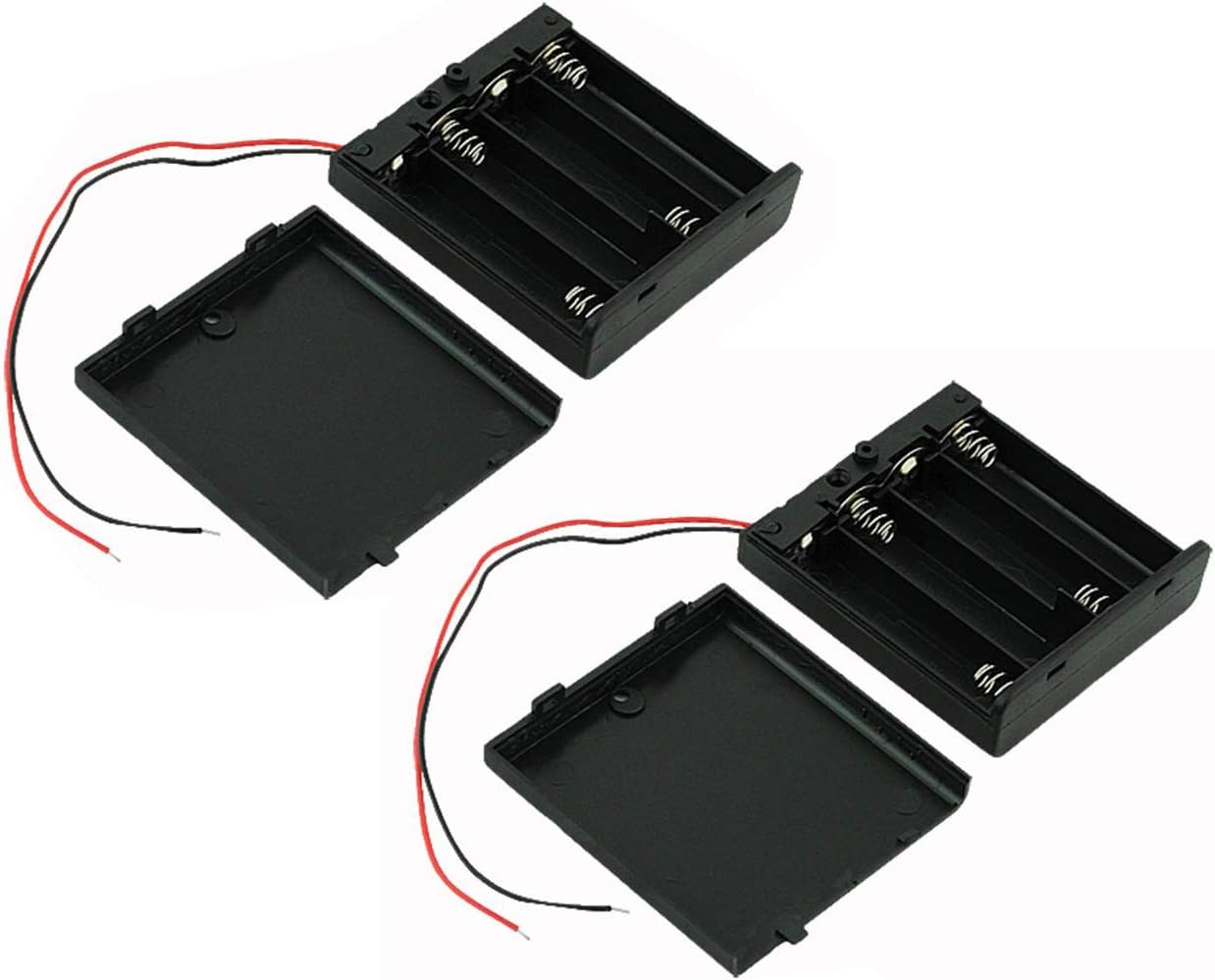 Ogrmar On/Off Switch 4 X 1.5V AA Battery Case Holder Leads Black W Cap 2Pcs image number 3