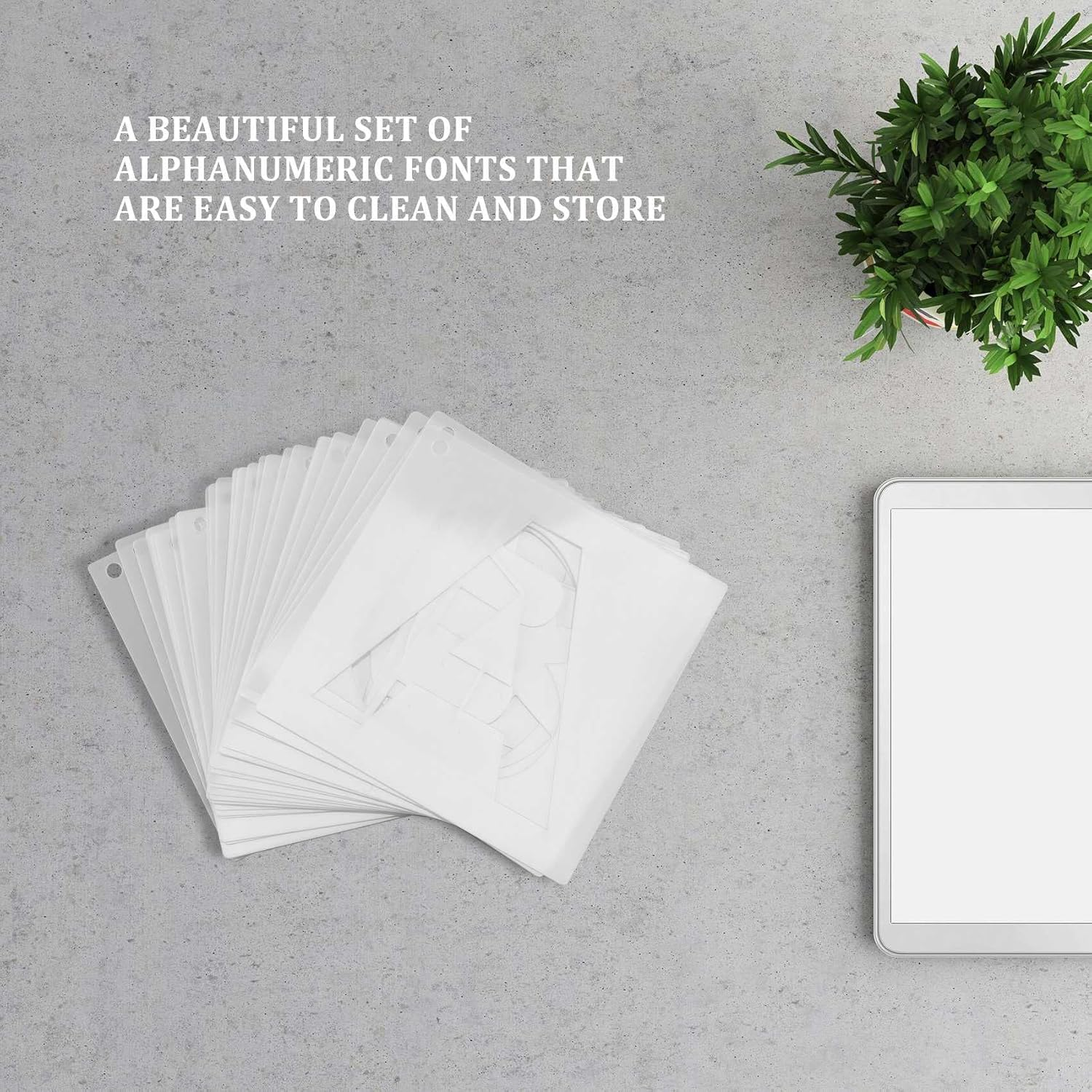 Hepzest Letter Stencils for Painting on Wood 36 Pcs Letter and Number Stencils Reusable Font Templates for Home image number 1