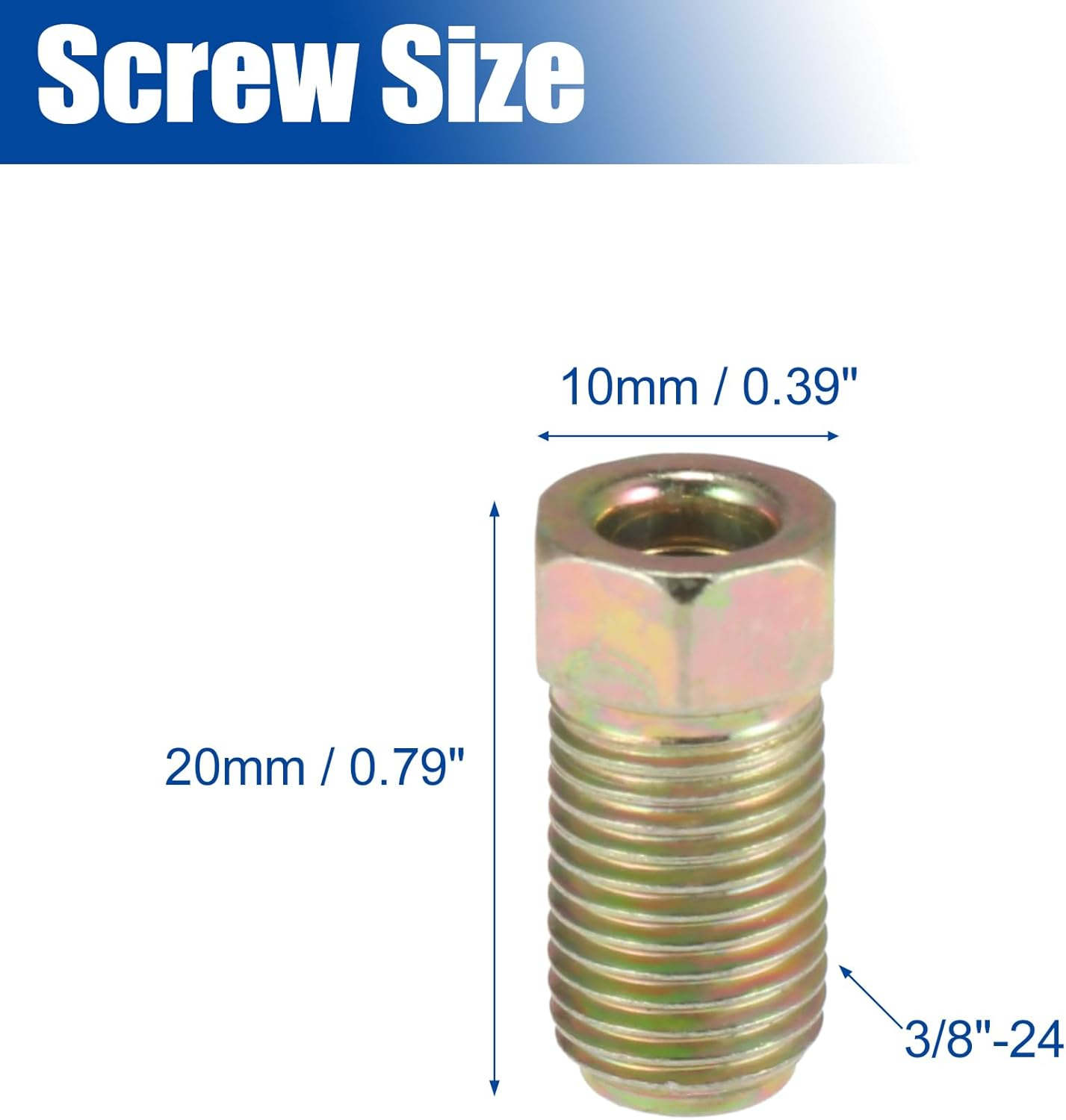 X AUTOHAUX 10Pcs 3/8 Inch-24 Threads Brake Line Extension Nut Fittings for 3/16" Steel Brake Line Tubing for Car image number 3