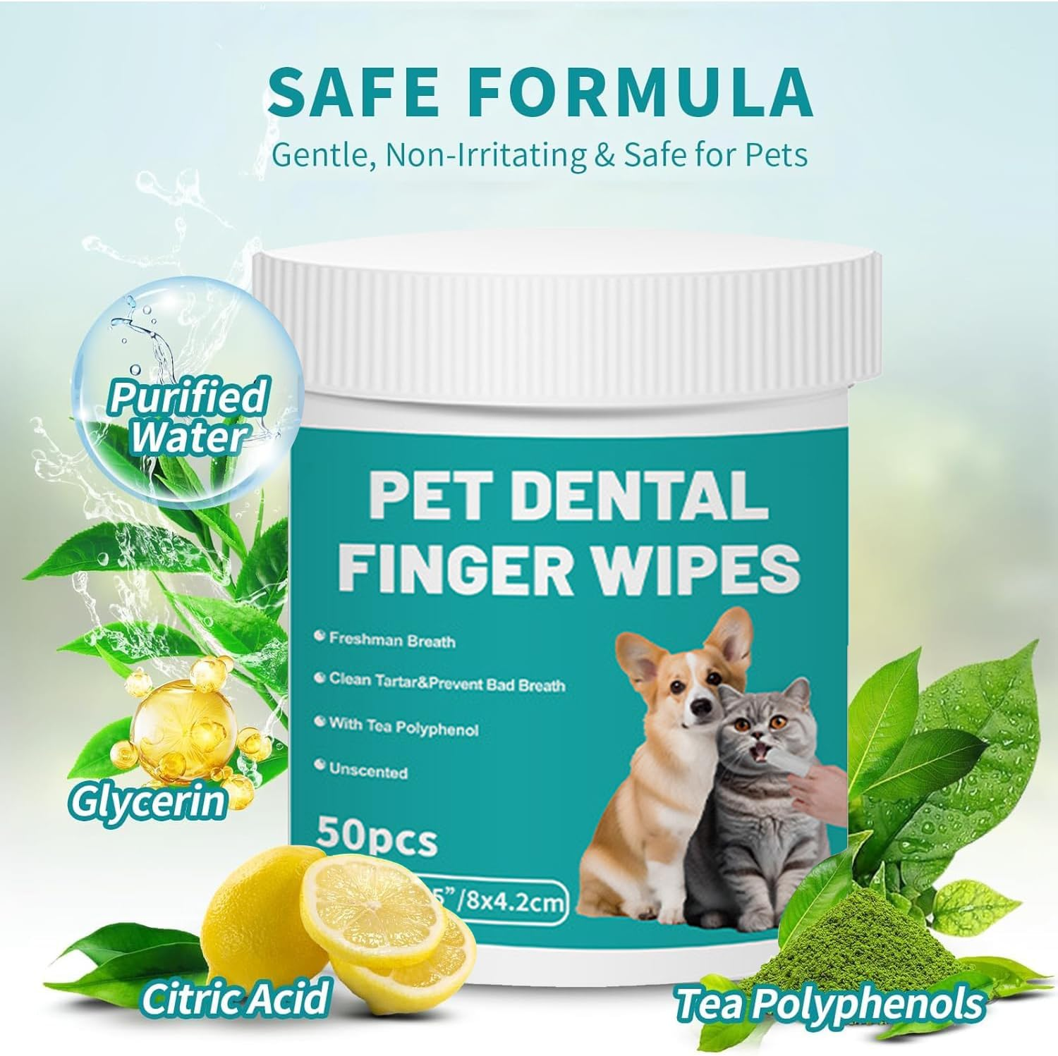 Mumoo Bear Pet Teeth Dental Cleaning Wipes for Dogs & Cats, Remove Bad Breath by Removing Plaque and Tartar Buildup No-Rinse Dog Finger Toothbrush, Disposable Gentle Cleaning & Gum Care, 50 Counts image number 3