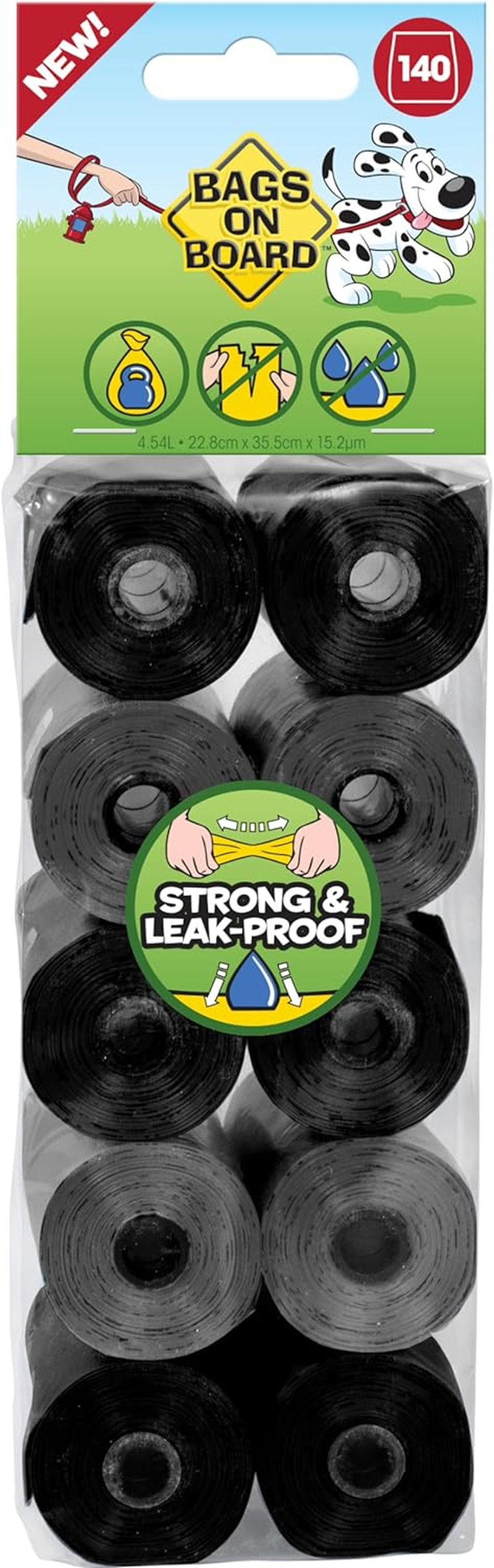 Bags on Board Waste Bags Refill Rolls, 140 Count, Patterned, 140Pk