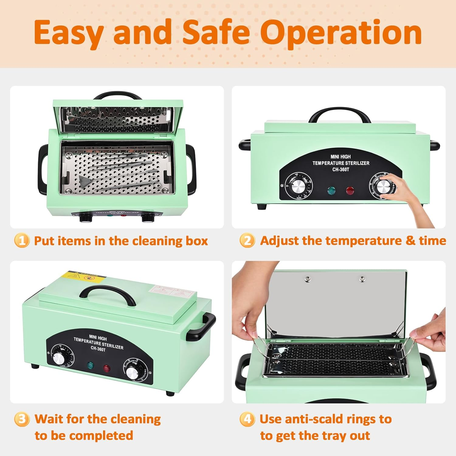 Advwin High Temperature Metal Tool Cleaner Machine, 2L Dry Heat Cleaning Box, with Temperature & Time Setting, Nail Tool Sterilizer Cabinet with Handle, for Beauty Salon, Lab, Dental, Home image number 1