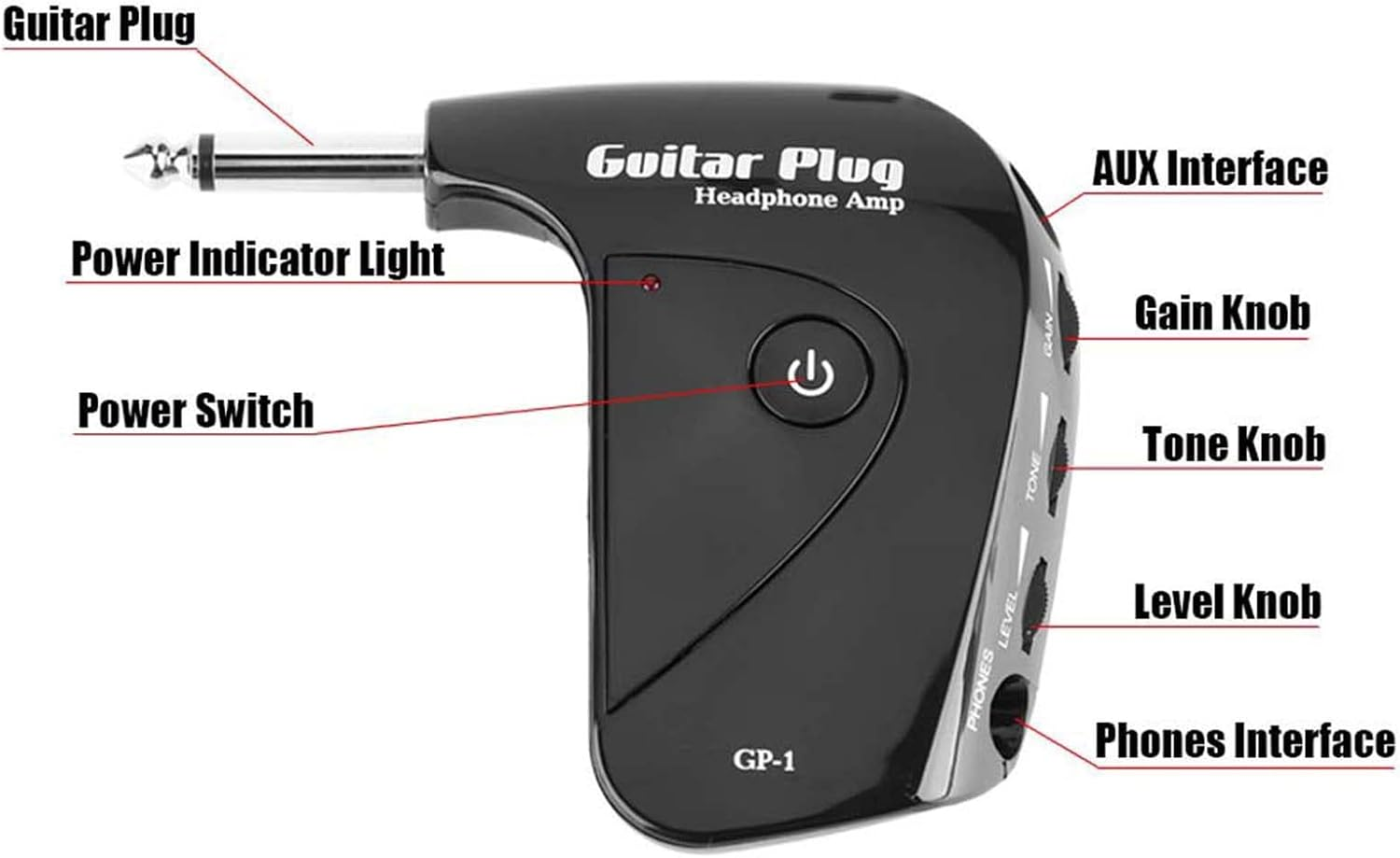 Guitar Plug Headphone Amplifier Amp with Classic British Distortion Effect, Plug and Play, Portable and Lightweight for Practice image number 5