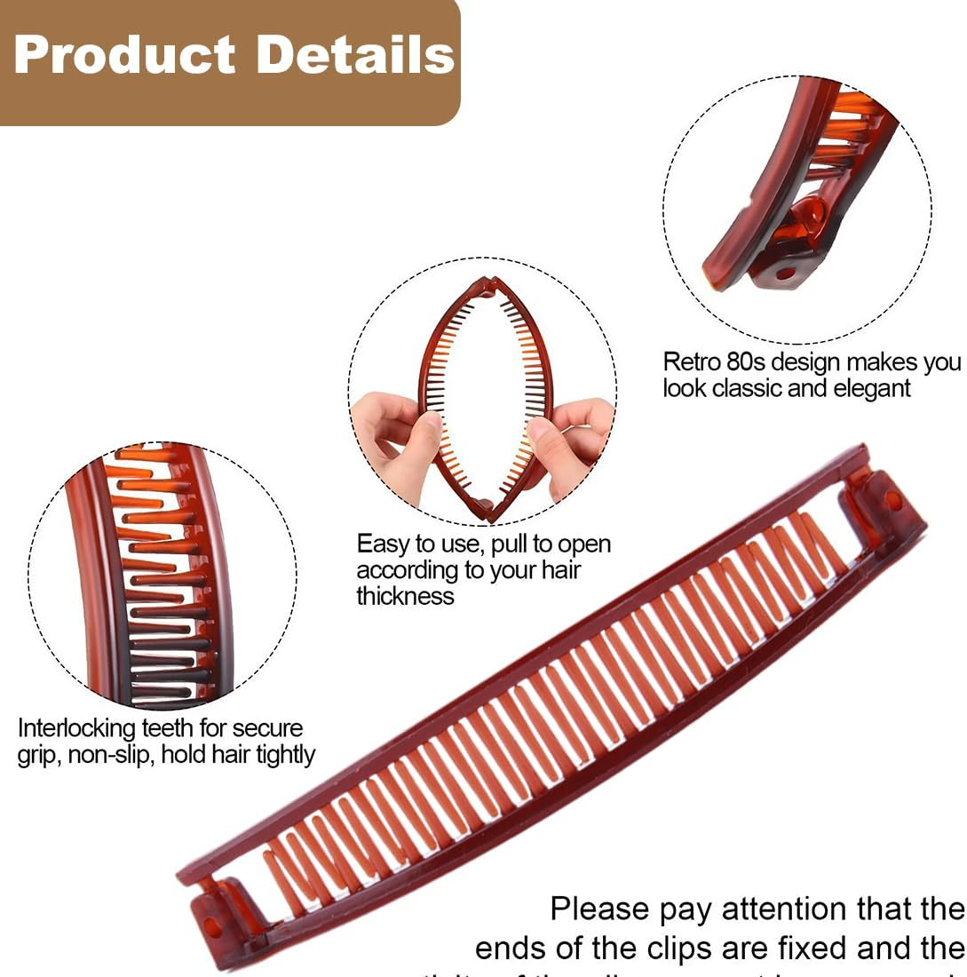 6PCS Banana Clip, Banana Clip Hair Comb Resin Banana Clip Hair Comb for Hair Bananas Ponytail Hair Styling Accessories Interlocking Hair Styling Accessories for Women Girls image number 2