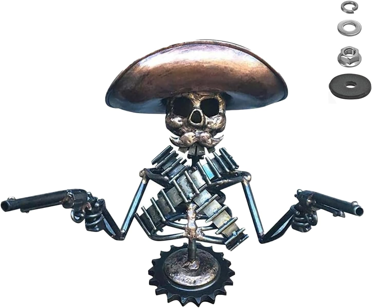 Hood Ornament Cowboy Skull Gunslinger Car Hood Ornaments Car Truck Hood Ornament Metal Skull image number 3