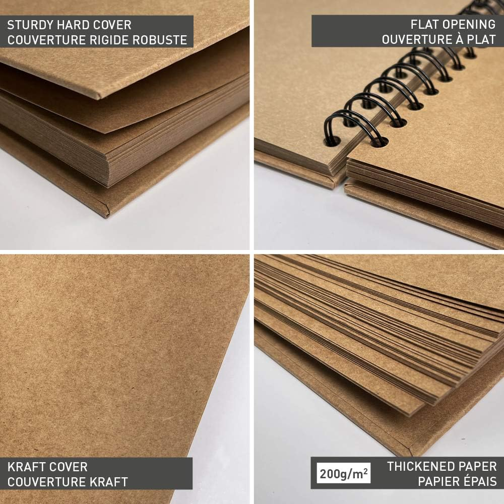 Clairefontaine - Ref 95430C - Kraft Landscape Album to Decorate (40 Sheets of Paper) - 32 X 24Cm Sized, 200Gsm Kraft Paper, Wirebound Spine - Plain Kraft Cover image number 1