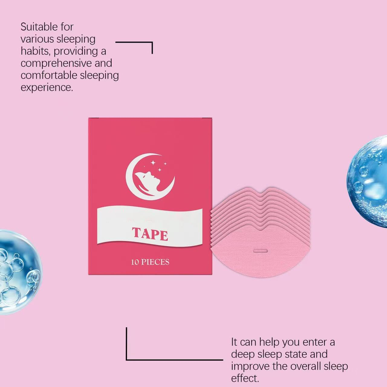 Beauty Sleep Mouth Band for Sleeping Women, Collagen Beauty Tapes, Soothes the Jaw Area, Breathable, Easy to Remove, Gentle and Comfortable, Suitable for All Skin Types (Pack of 10) - 10 Pieces. image number 1