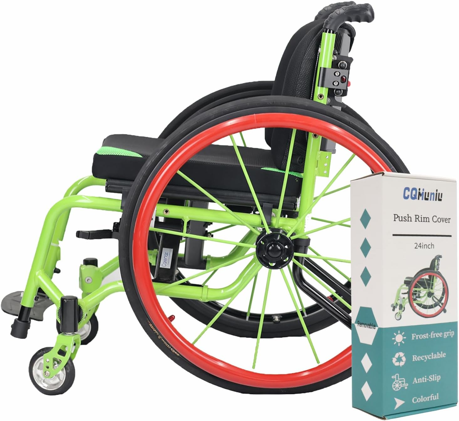 1Pair Wheelchair Push Rim Covers,24 Inch Wheelchair Cover,Silicon Wheelchair Wheel Covers - Blue image number 5