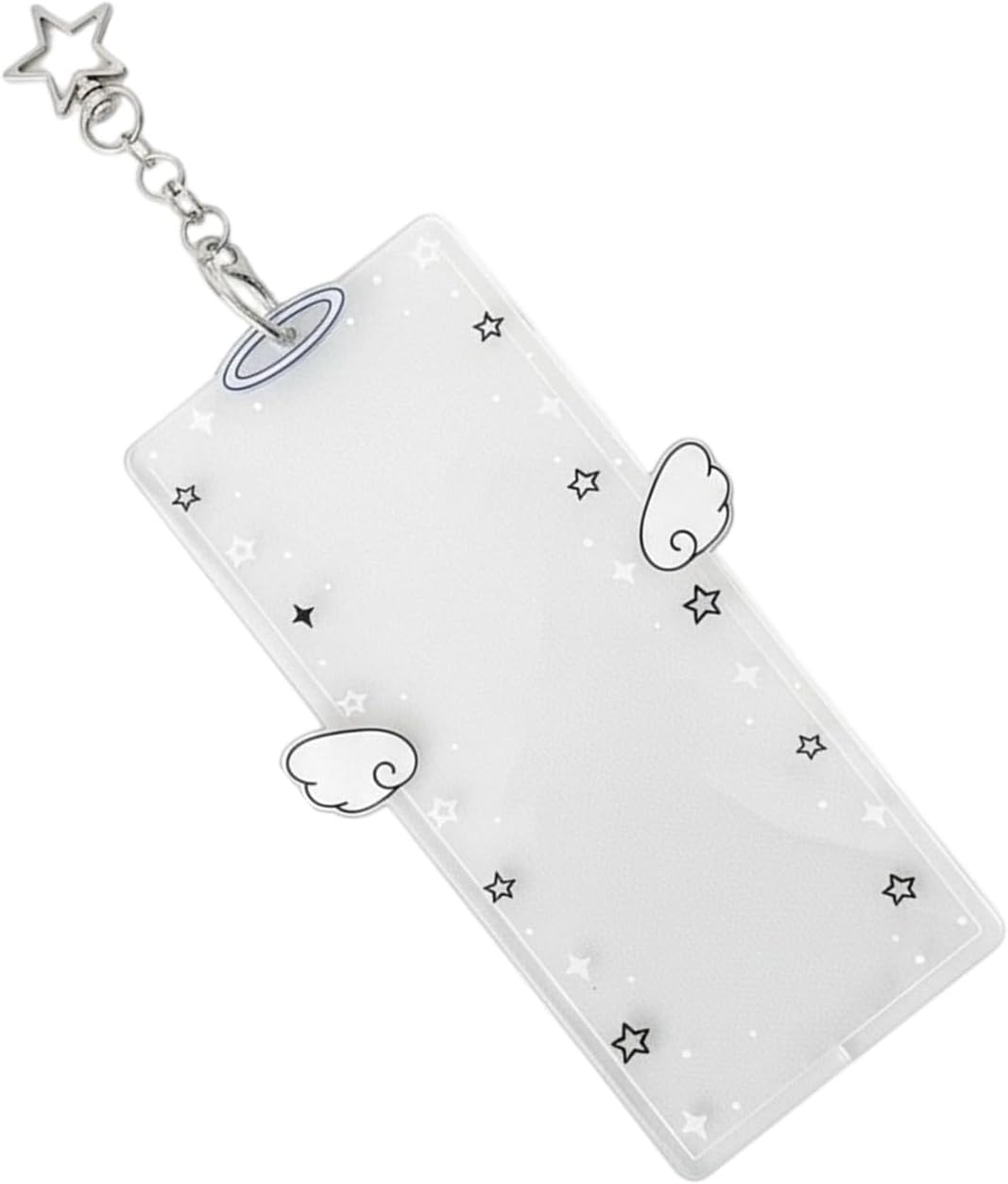 Keychain Picture Holder - 6X3Inch 4-Compartment Acrylic Clip - Cartoon Wing Keychain Picture Holder,For Women Men Kids Friends Valentines Day Birthday Holiday Party Favors Bag Purse