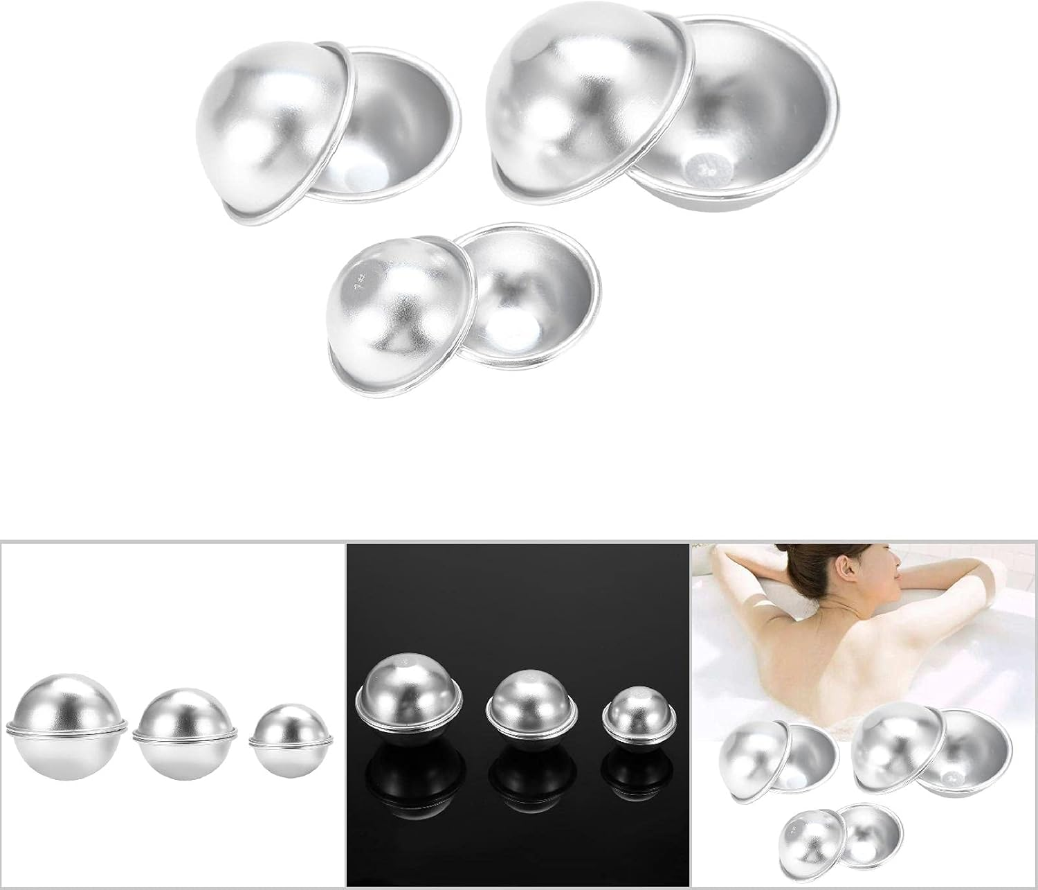 Bath Bomb Molds Kit, Metal Making Packaging Hand Made Spoons Gift Bags Mini Heat Sealer Supplies Easy Wash Demould for Crafting Your Own Spa Fizzies(Set 7) image number 1