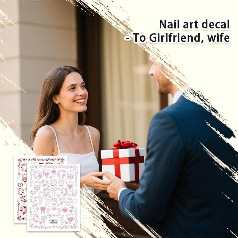 Heart Bow Nail Stickers for Women Girl Christmas Birthday Gifts for Daughter Granddaughter Valentine'S Day Gifts for Girlfriend Gf Star Christmas Manicure Decorations for 2 image number 5