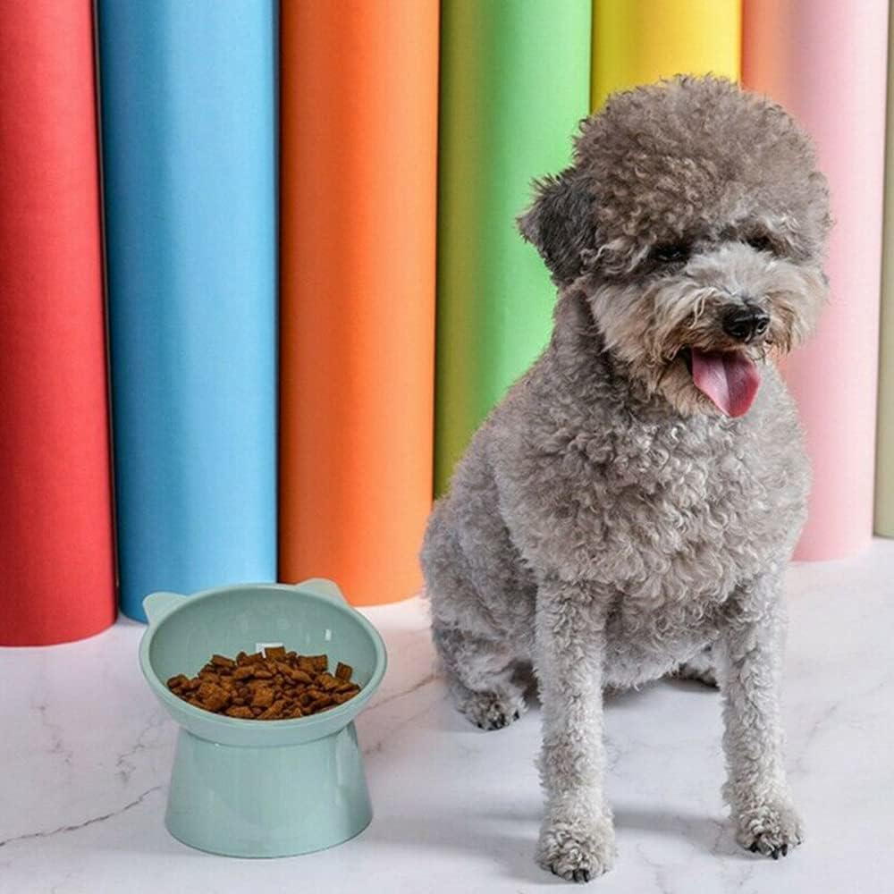 Elevated Bowl Feeder Food Water Raised Lifted Stand Bowls (Green) for Cat Dog Pet - Green image number 4