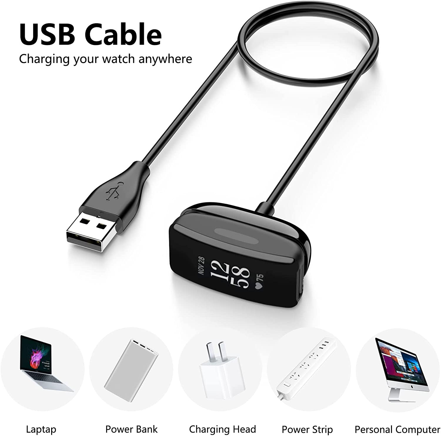 50CM Long Magnetic Charger for Fitbit Inspire 2 Chargers & Fitbit ACE 3 Charger, 50CM Cord Replacement USB Charging Cable Dock for Fitbit Inspire 2/Fitbit ACE 3 Smartwatch Accessories