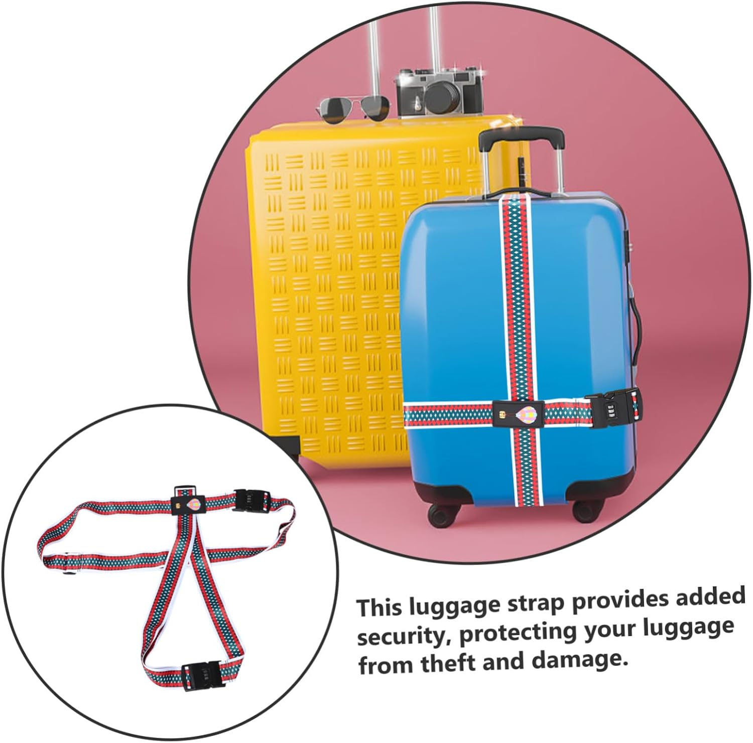 NIYANGLE 4Pcs Travel Luggage Belt Combination Lock Cartoon Print Adjustable Packing Strap for Suitcases Holiday Trips Luggage Straps