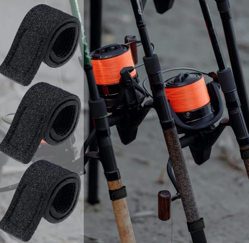 Baitcasting Rod Fastener Straps Tip Covers Protect Your Fishing Pole, 10Pcs Non-Slip Fishing Rod Holder Straps and Pole Cap Set, Baitcasting Rod Straps Tip Covers Elastic Fishing Rod End Caps image number 3