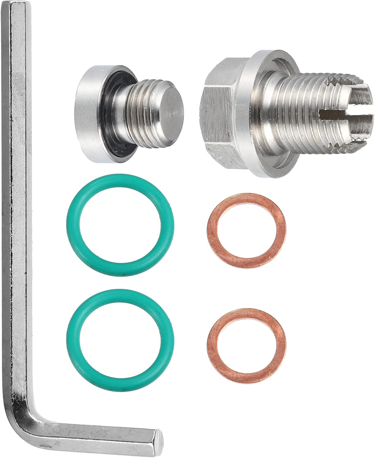 X AUTOHAUX 1 Set M14.1-1.25 X 15Mm Oversize Piggyback Oil Drain Plug Stainless Steel Self Tapping Oil Pan Thread Repair Kit for Car Motorcycle Silver Tone