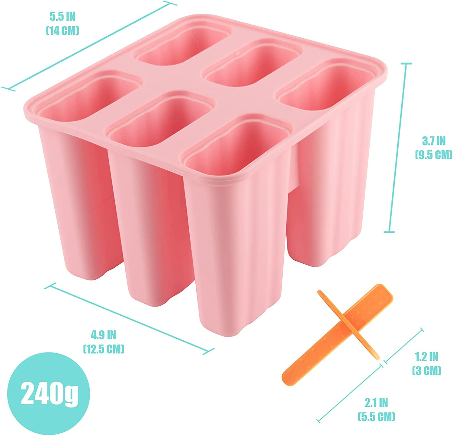DEHUB Ice Cream Moulds, 6 Pieces Silicone Ice Pop Molds BPA Free Popsicle Mold Reusable Easy Release Ice Pop Maker - Food Grade Ice Pops Shapes for Homemade Popsicle image number 1