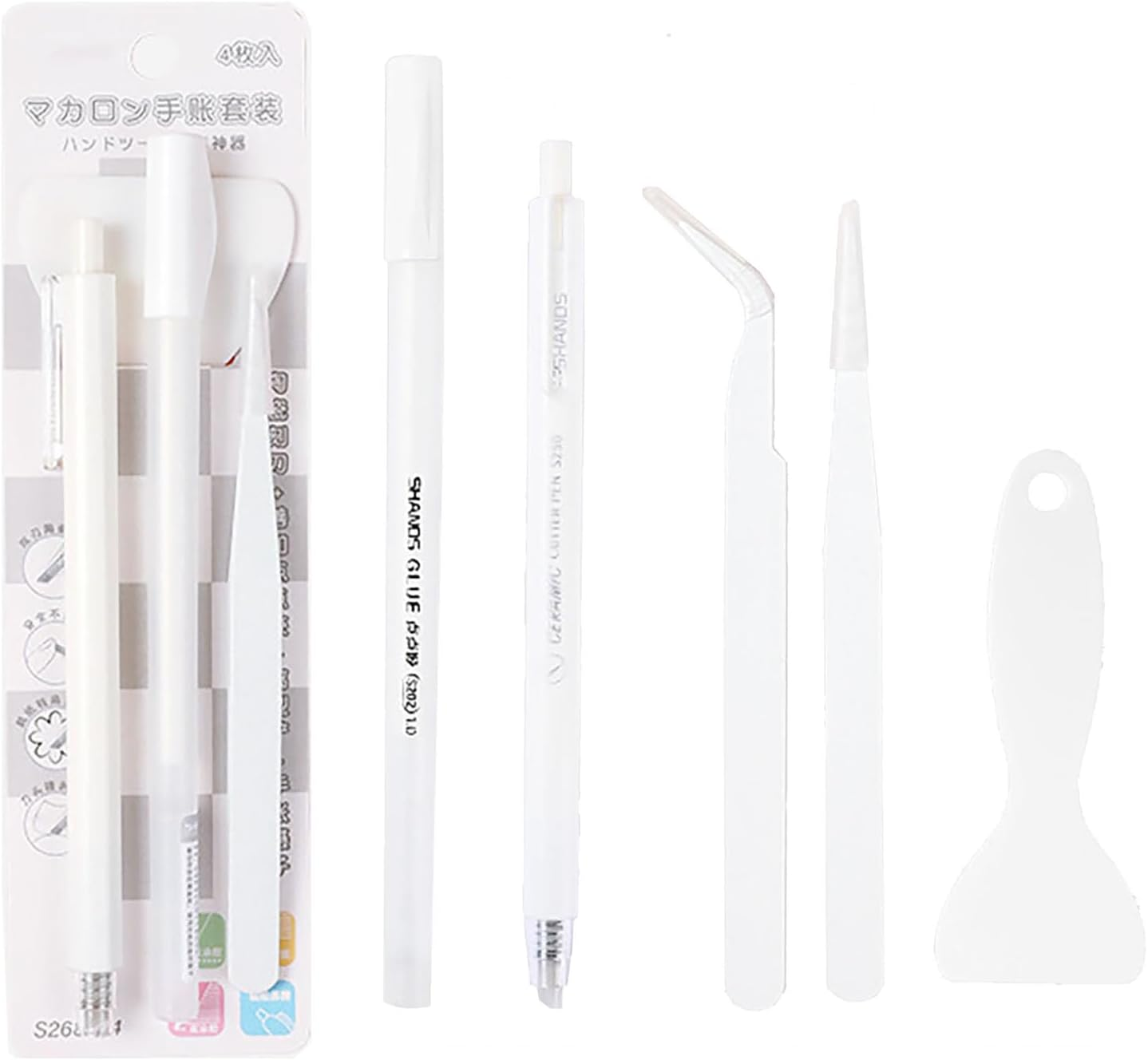 Doraking White Scrapbooking Tools with Glue Tweezer Shovel Cutter Pen for Crafting, Scrapbooking, Card Making, Paper Crafts image number 3
